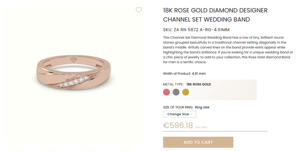 18K ROSE GOLD DIAMOND DESIGNER CHANNEL SET WEDDING BAND