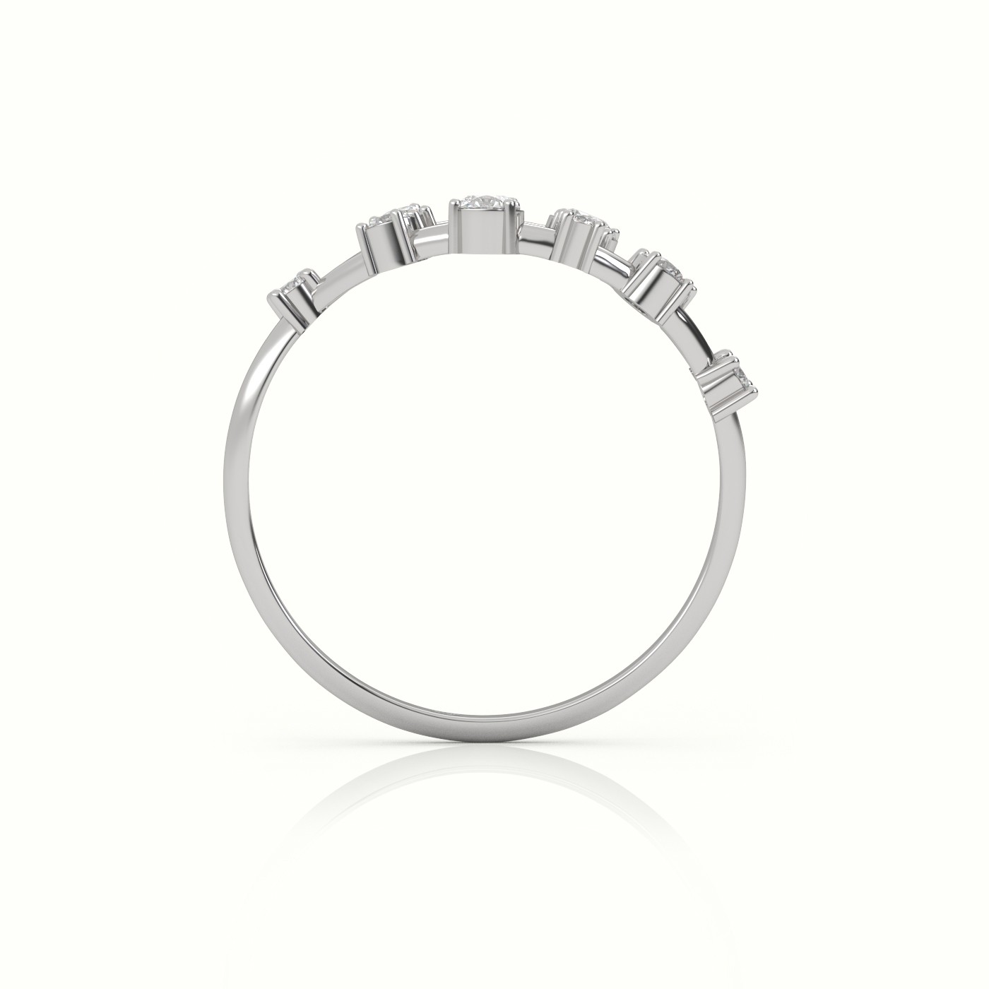 18k white gold  round cut diamond 4 prongs open setting designer ring Photos & images