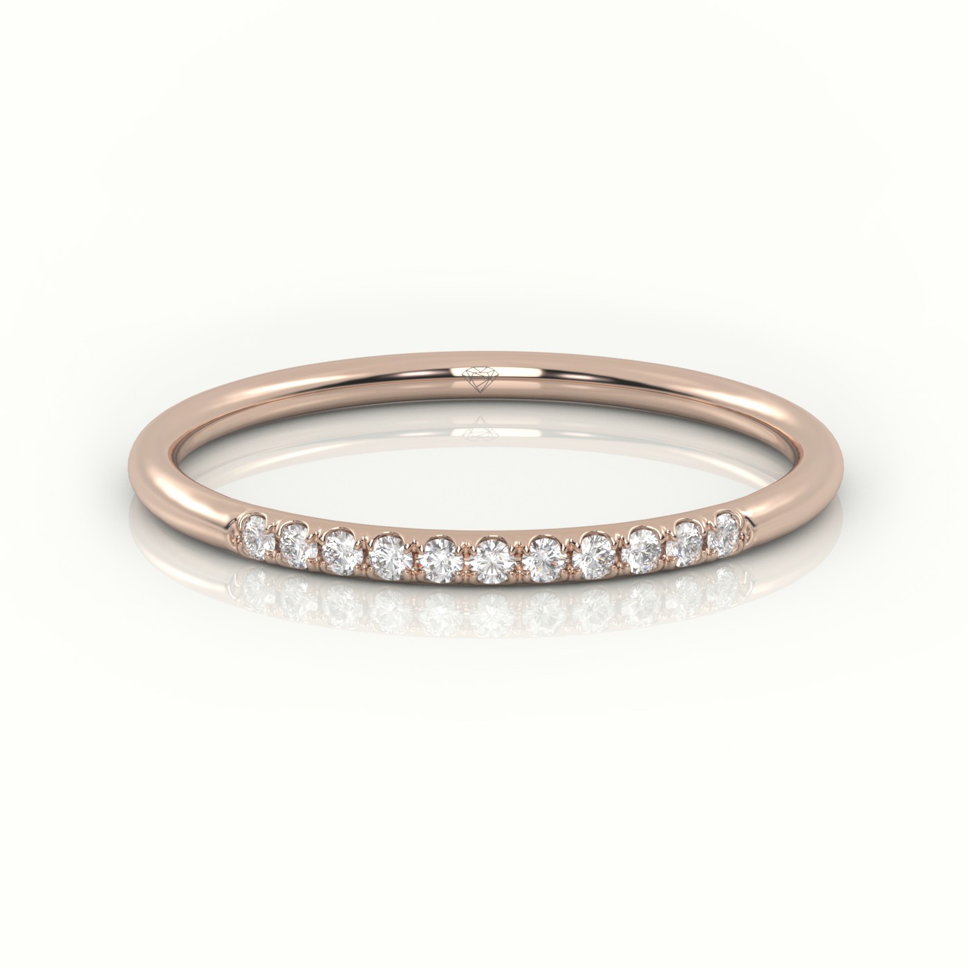 18k rose gold  round cut diamond scallop setting half eternity wedding band