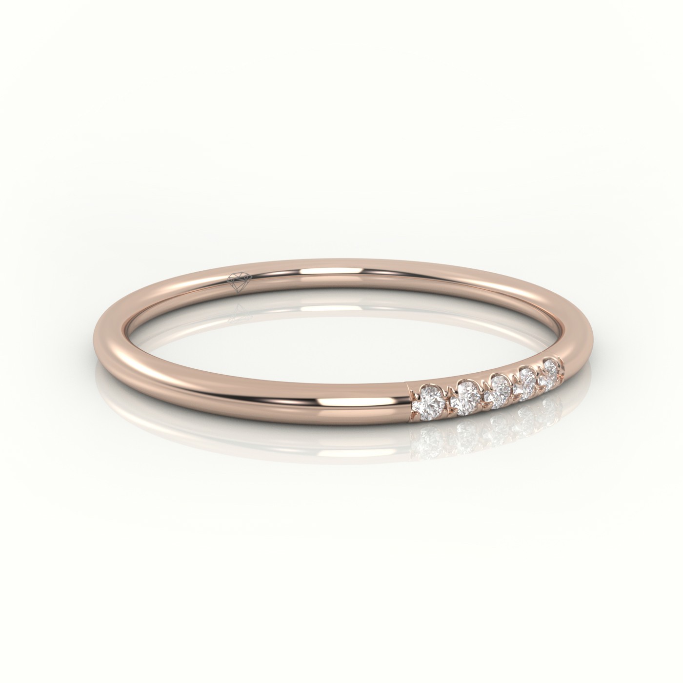 18k rose gold  round cut diamond polished half eternity wedding band Photos & images