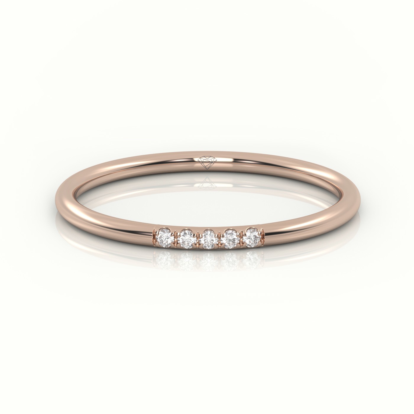 18k rose gold  round cut diamond polished half eternity wedding band