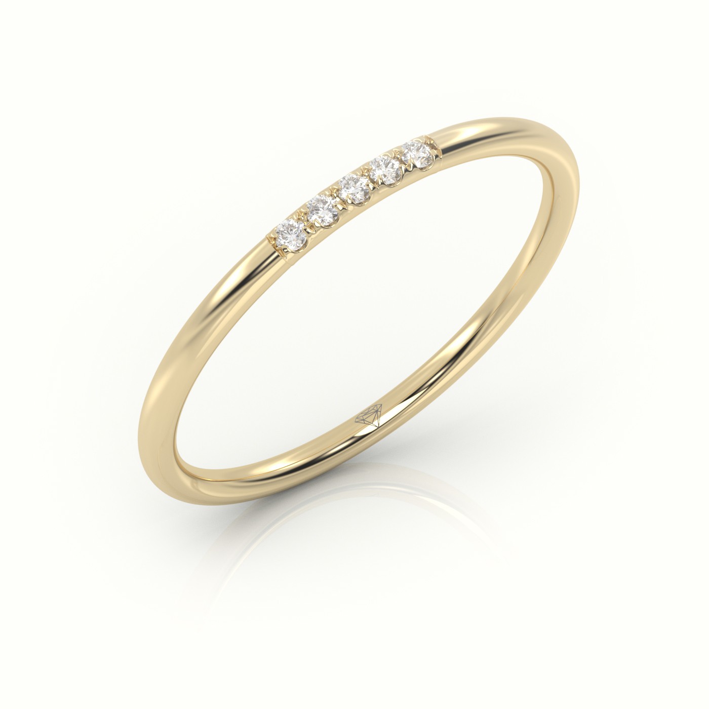 18k yellow gold  round cut diamond polished half eternity wedding band Photos & images