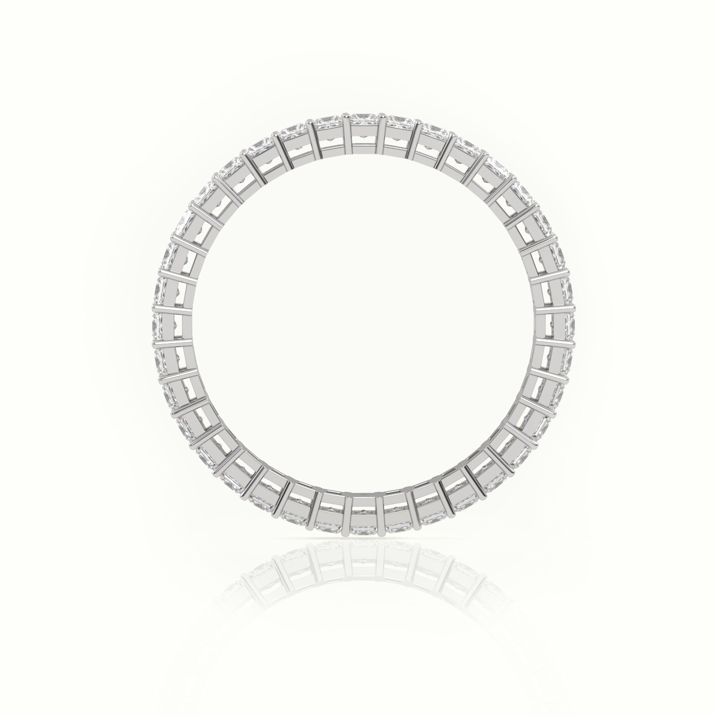 18k white gold  princess cut diamond bar setting eternity wedding band Photos & images