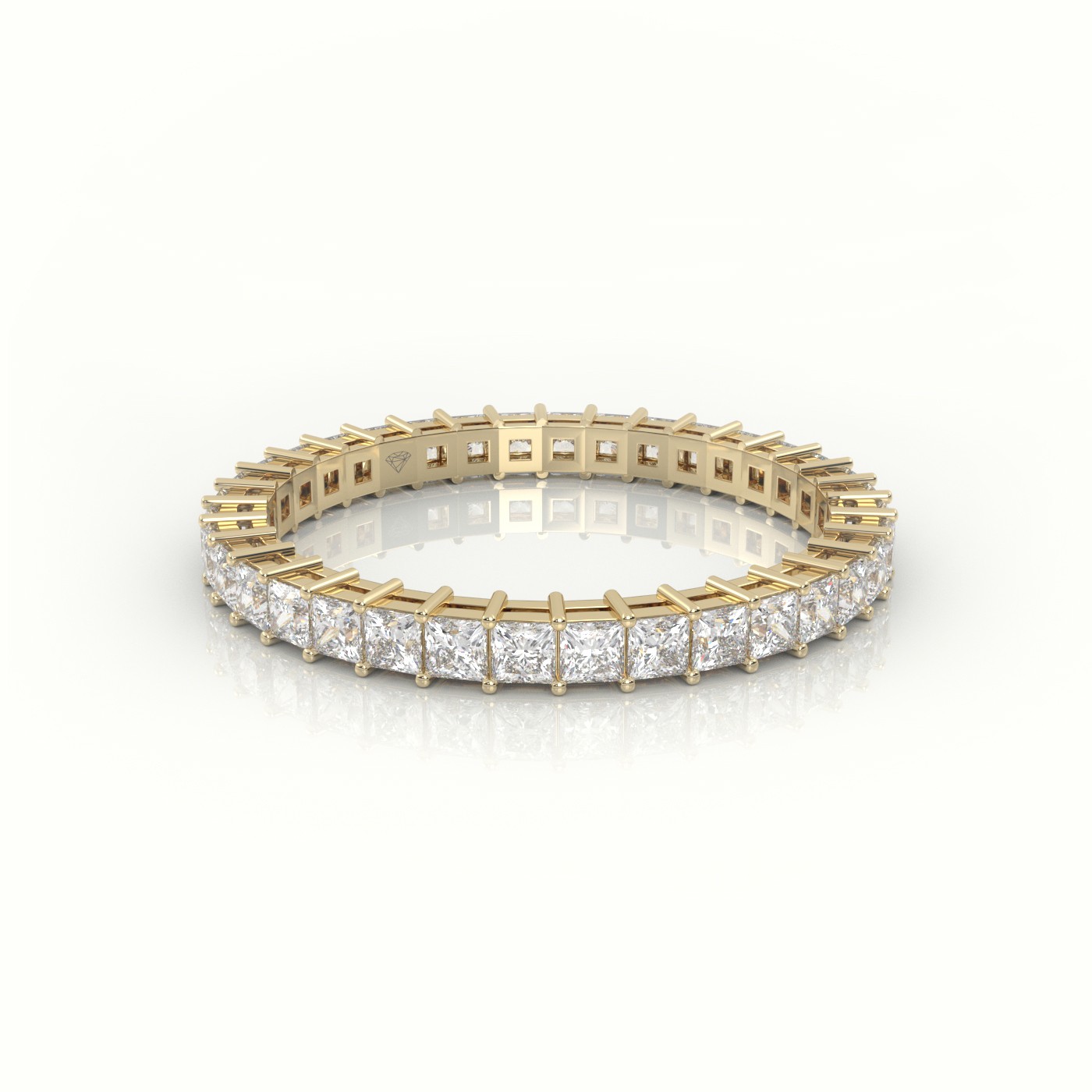 18k yellow gold  princess cut diamond bar setting eternity wedding band Photos & images