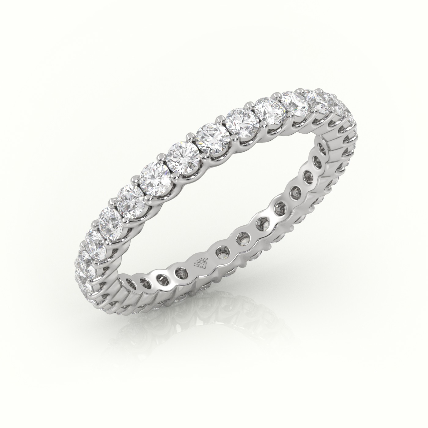 18k white gold  round-cut diamond scallop setting eternity wedding band Photos & images