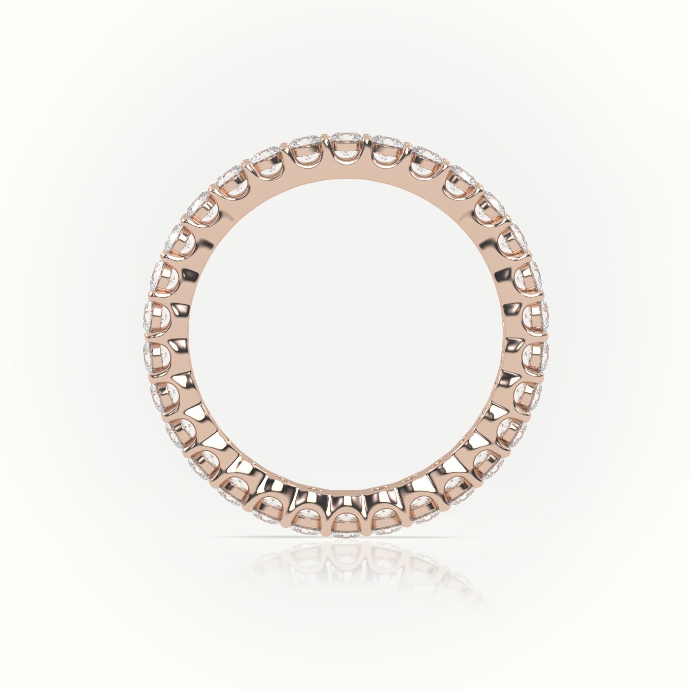 18k rose gold  round-cut diamond scallop setting eternity wedding band Photos & images