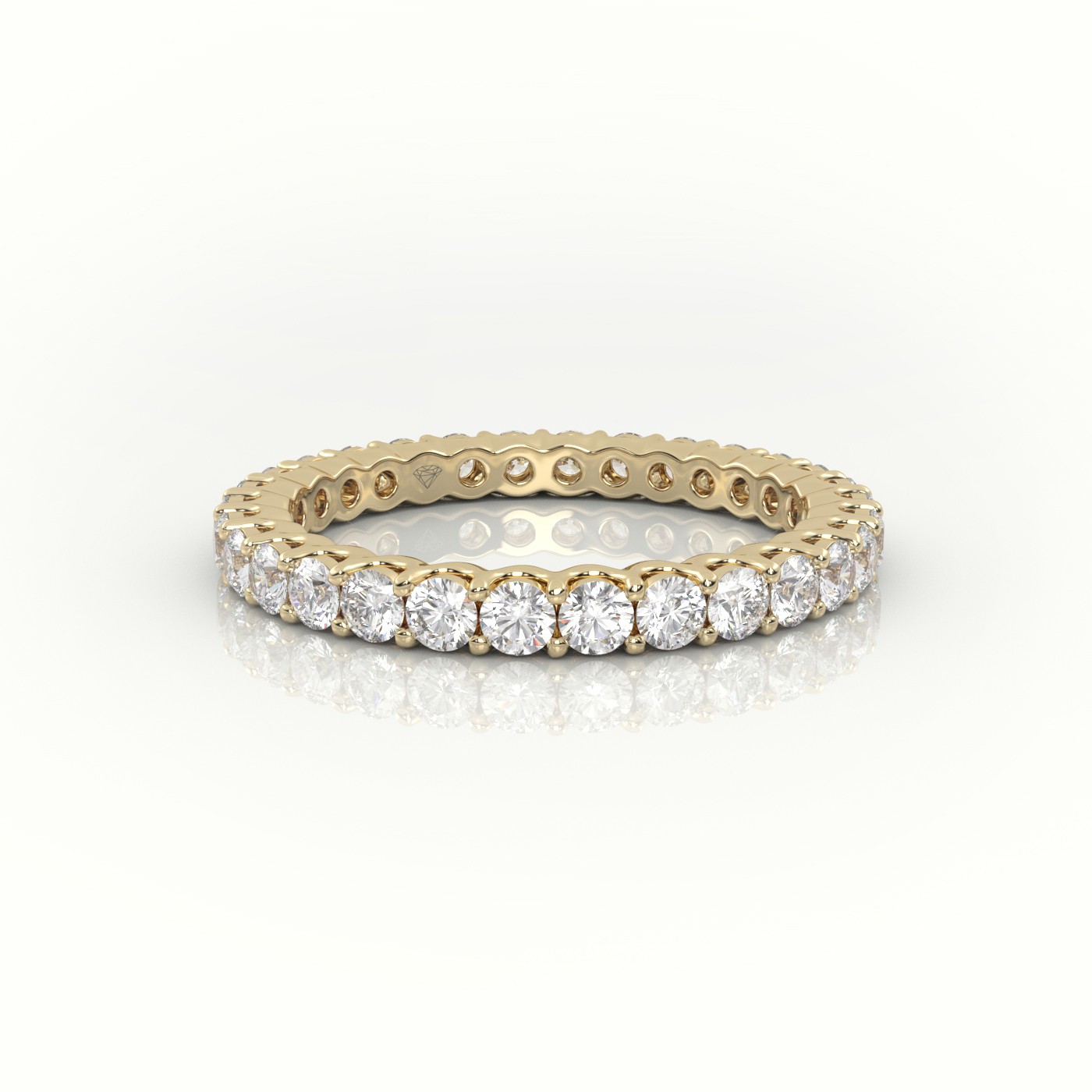 18k yellow gold  round-cut diamond scallop setting eternity wedding band Photos & images