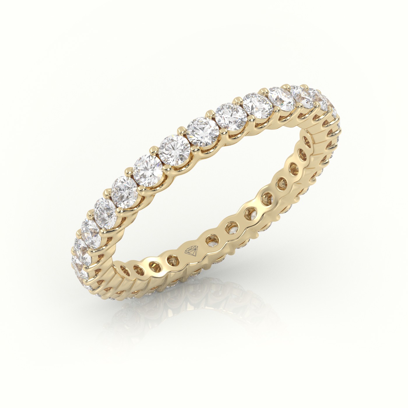 18k yellow gold  round-cut diamond scallop setting eternity wedding band Photos & images