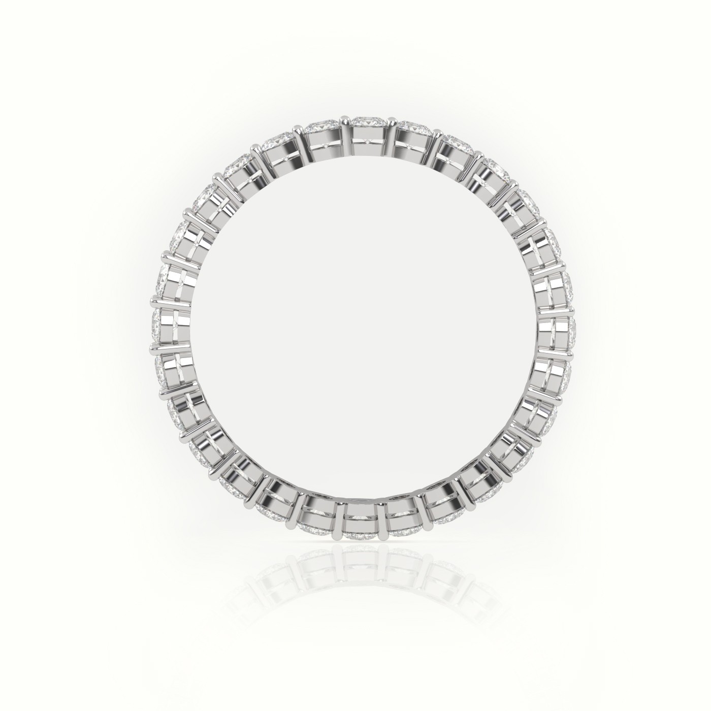 18k white gold  round cut diamond shared prongs eternity wedding band Photos & images