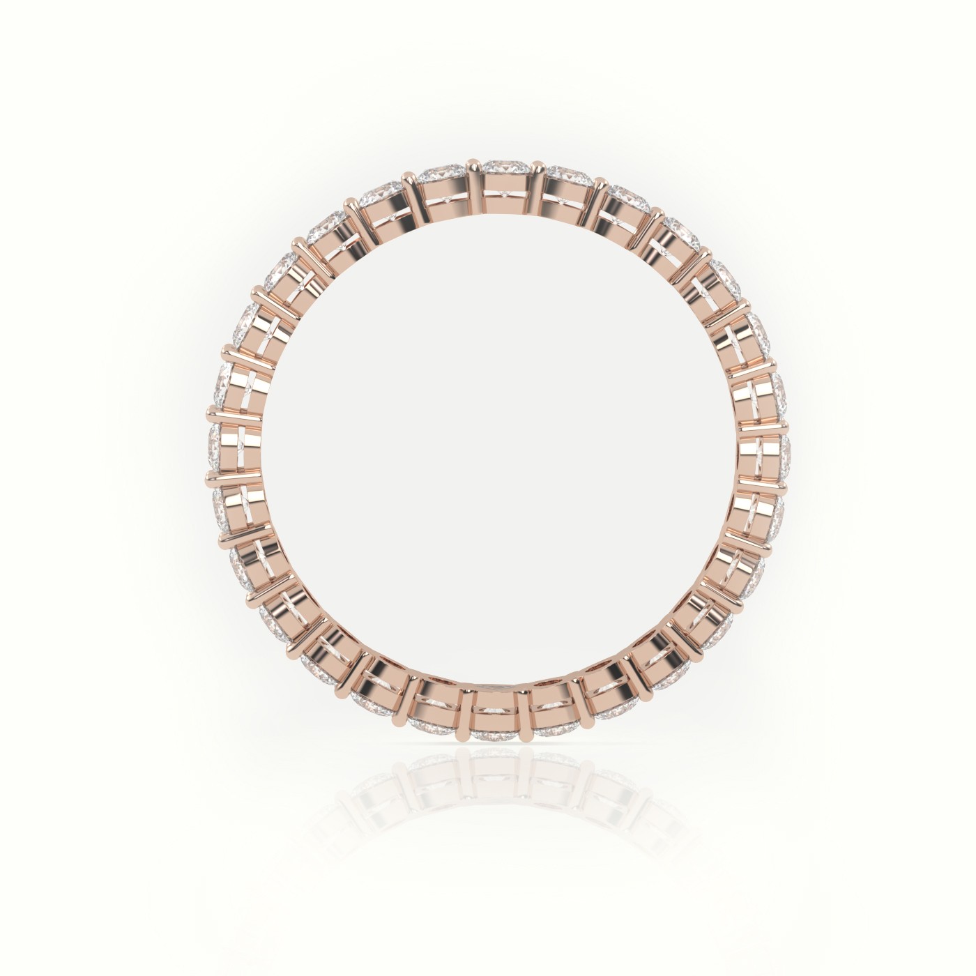 18k rose gold  round cut diamond shared prongs eternity wedding band Photos & images