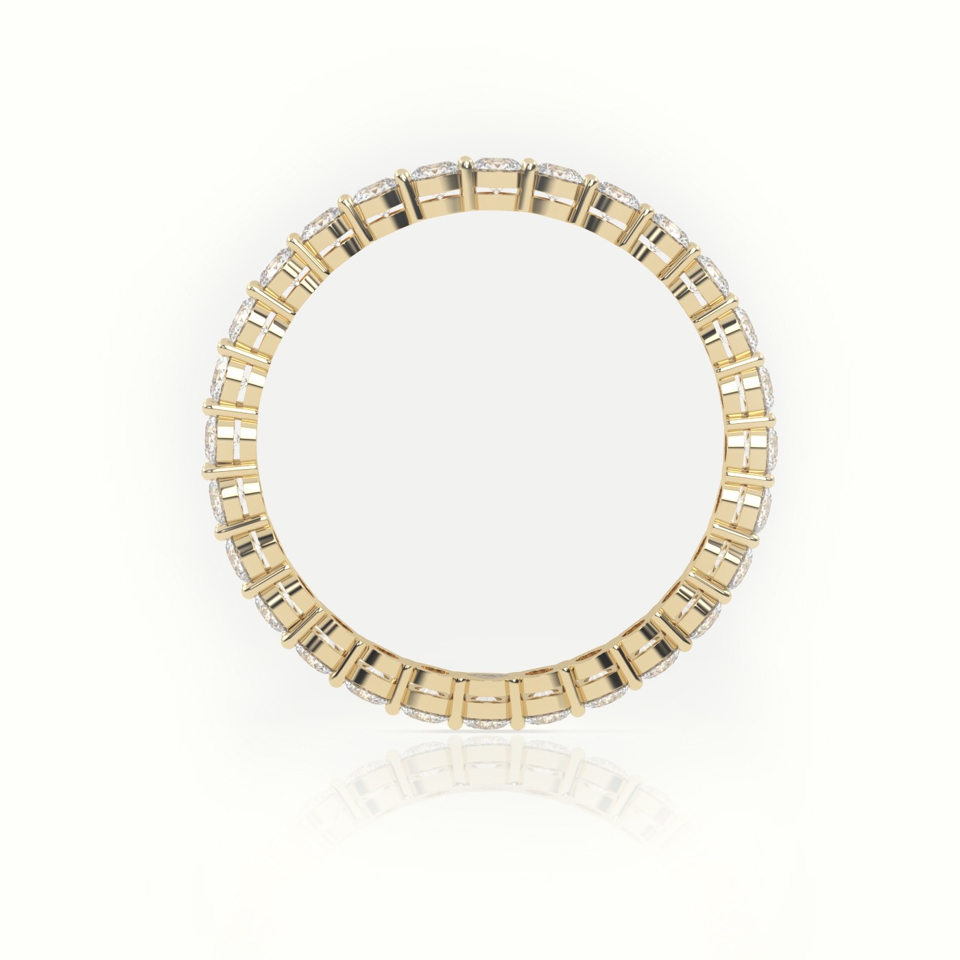 18k yellow gold  round cut diamond shared prongs eternity wedding band Photos & images