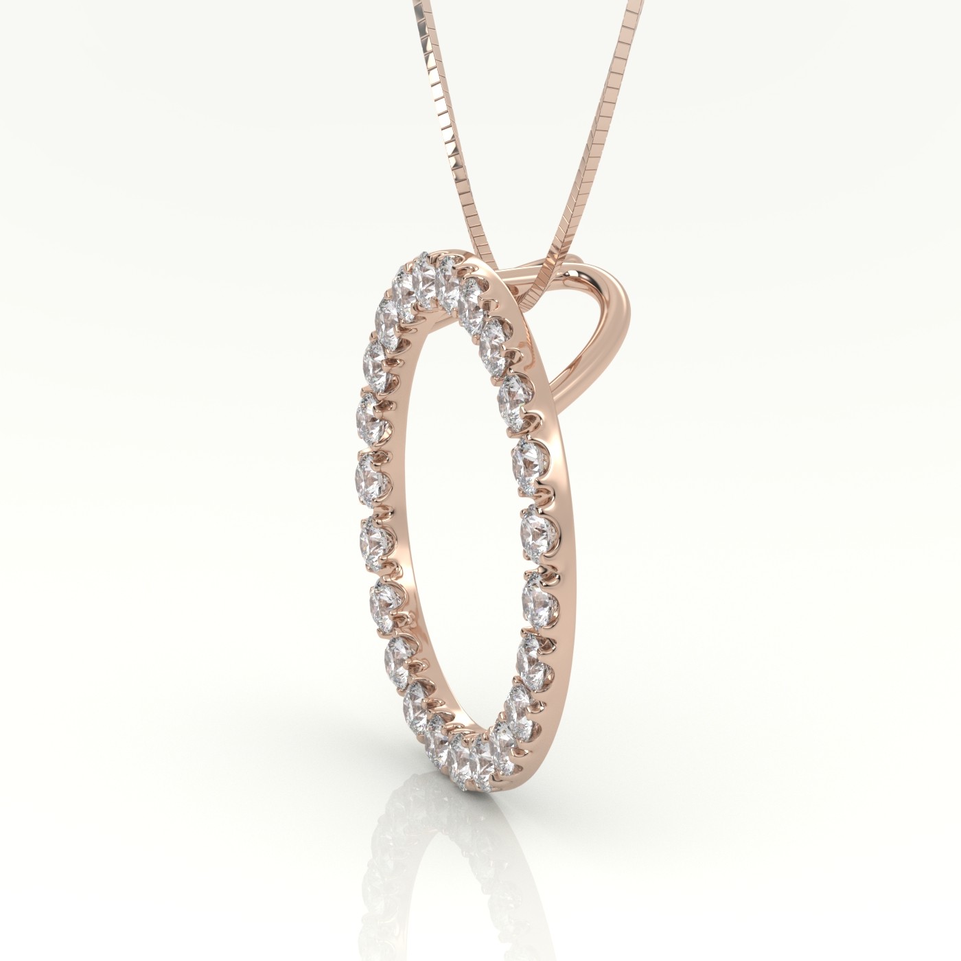 18k rose gold  circle of life pendant 1,20 carat round diamond shared prongs Photos & images