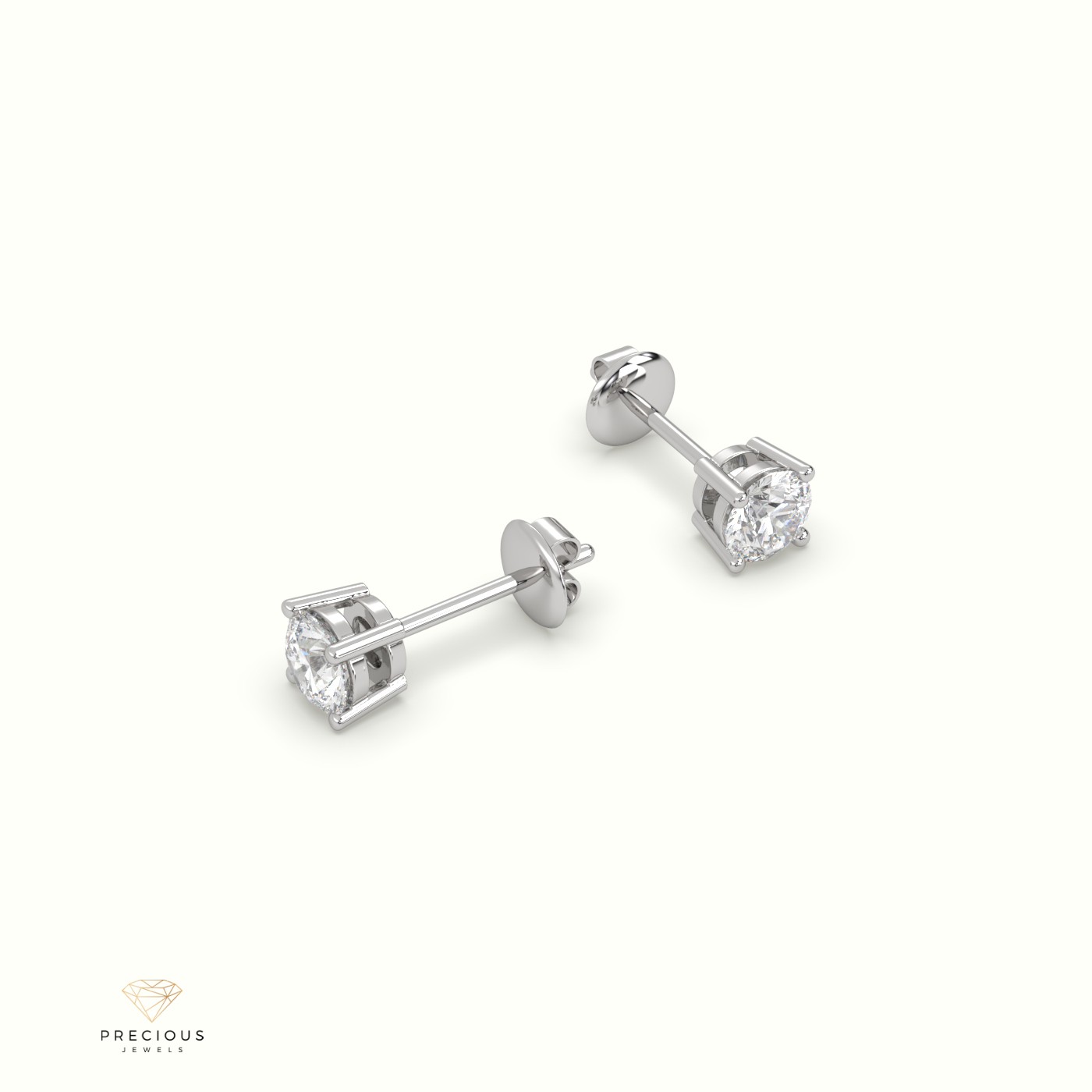 18k white gold  4 prongs classic round diamond earring studs Photos & images