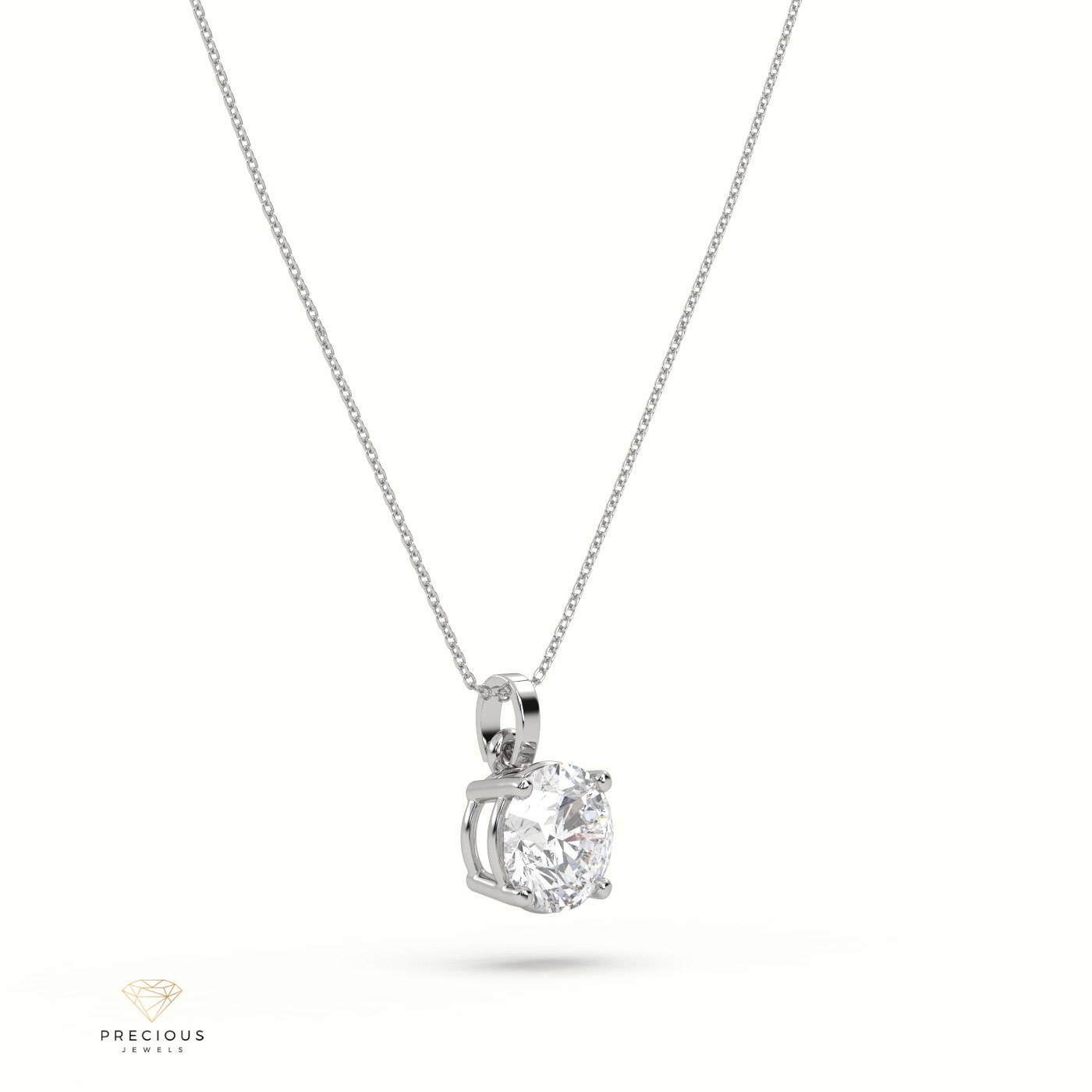 18k white gold diamond solitair pendant 0.80 carat 4 round shaped prongs Photos & images