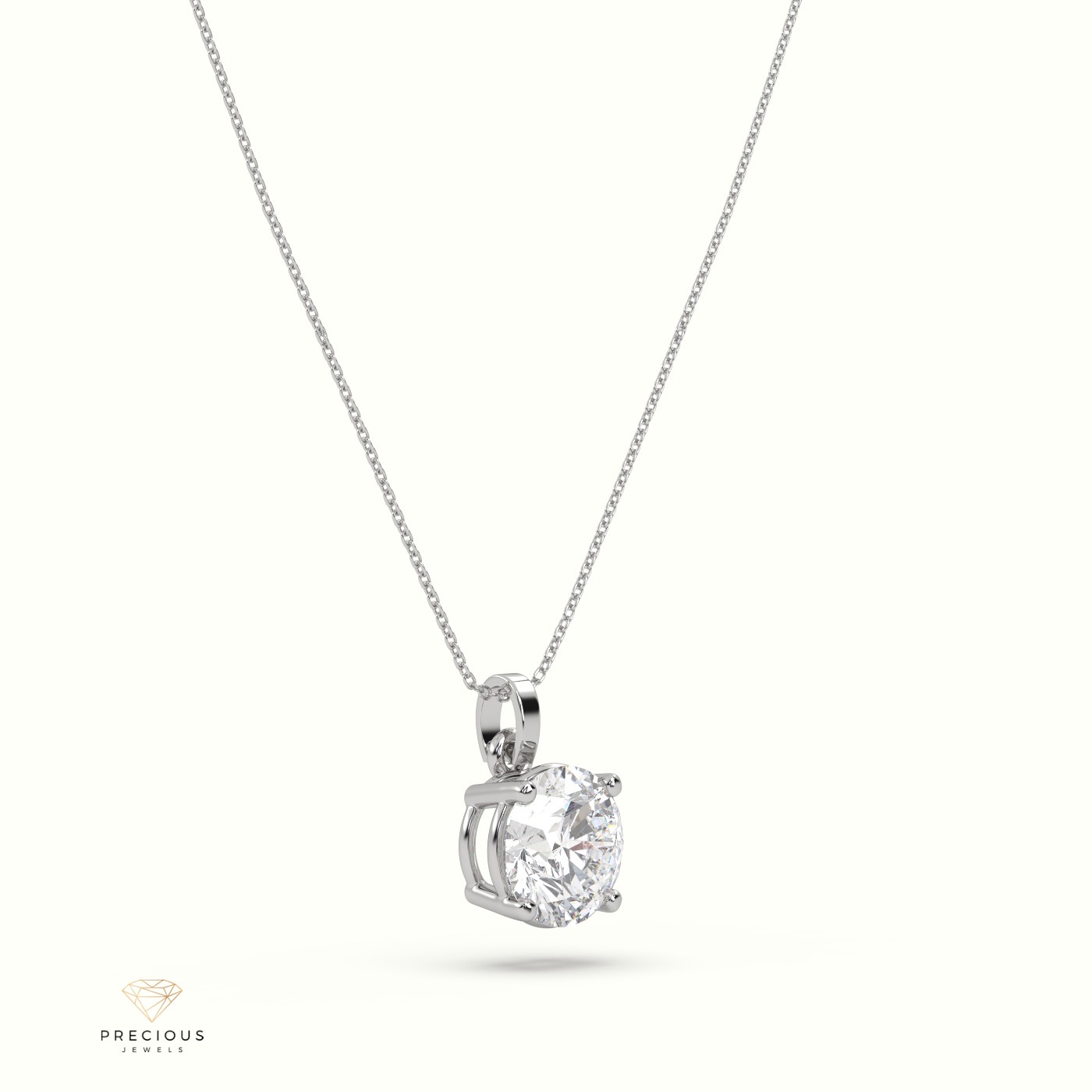 18k white gold diamond solitair pendant 1.00 carat 4 round shaped prongs Photos & images