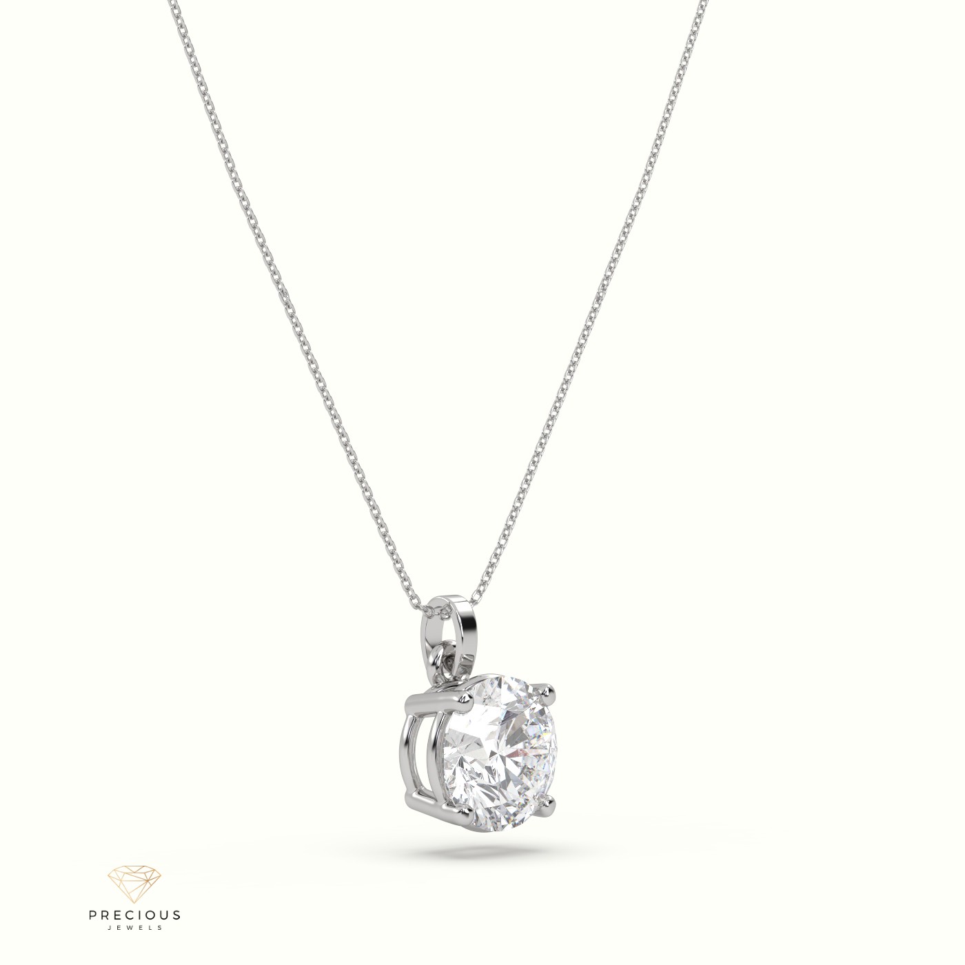 18k white gold diamond solitair pendant 1.25 carat 4 round shaped prongs Photos & images