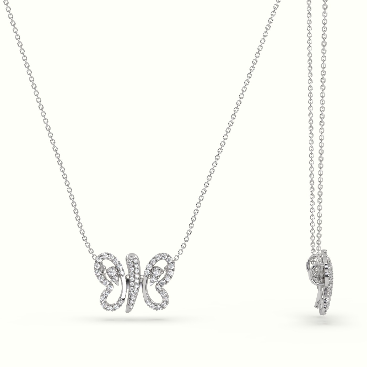 18k white gold  butterfly pendant set with total 1 carat round diamonds Photos & images