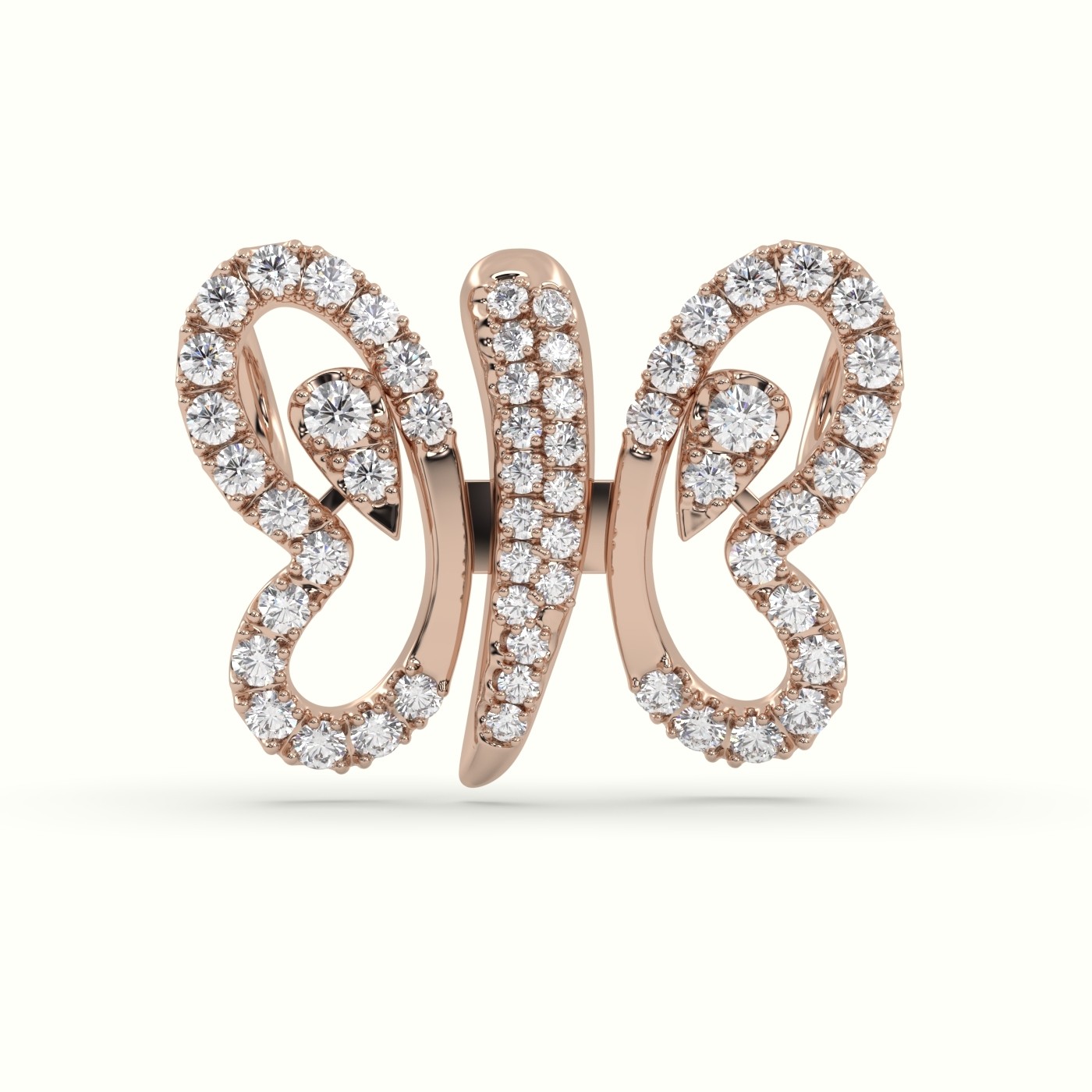 18k rose gold  butterfly pendant set with total 1 carat round diamonds