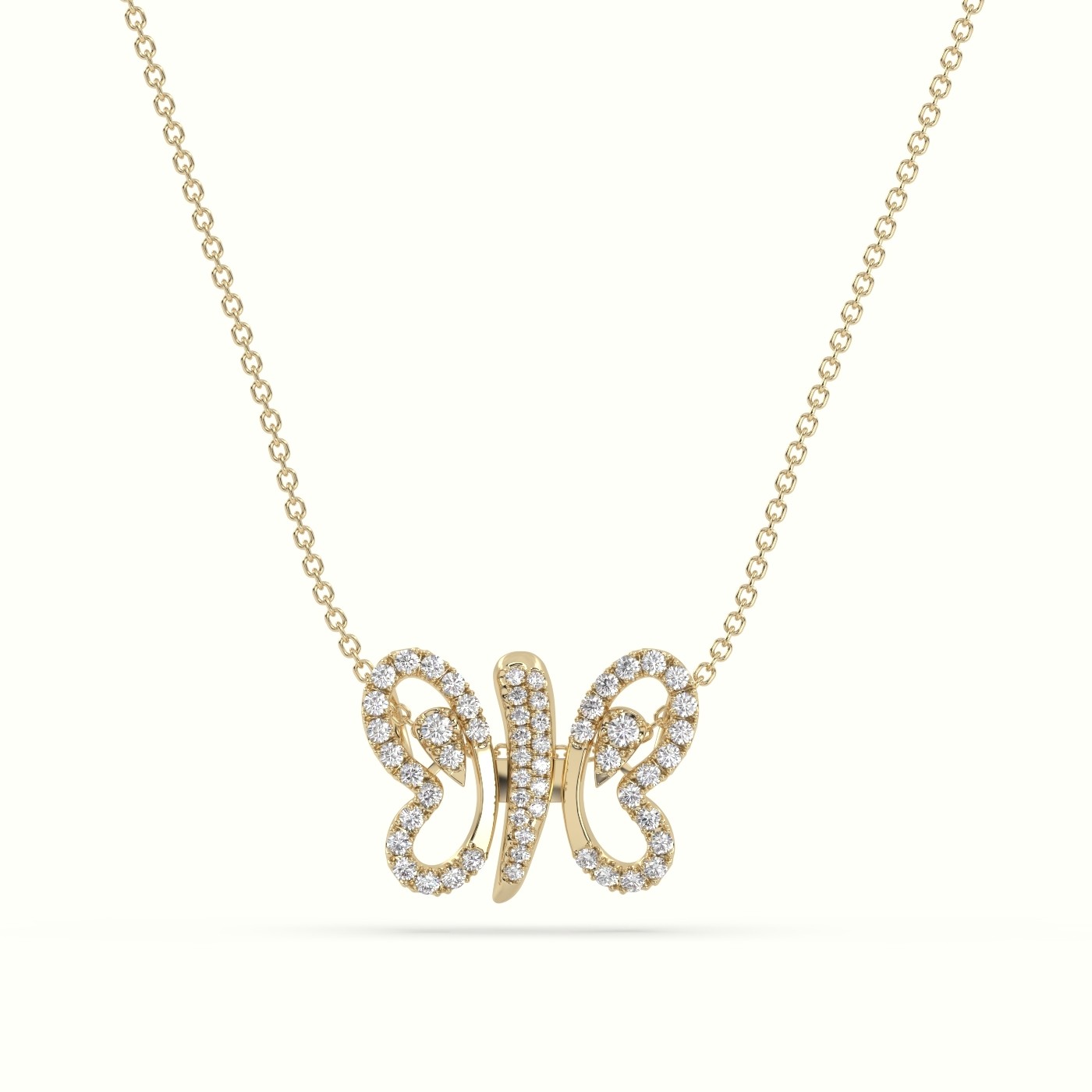 18k yellow gold  butterfly pendant set with total 1 carat round diamonds Photos & images