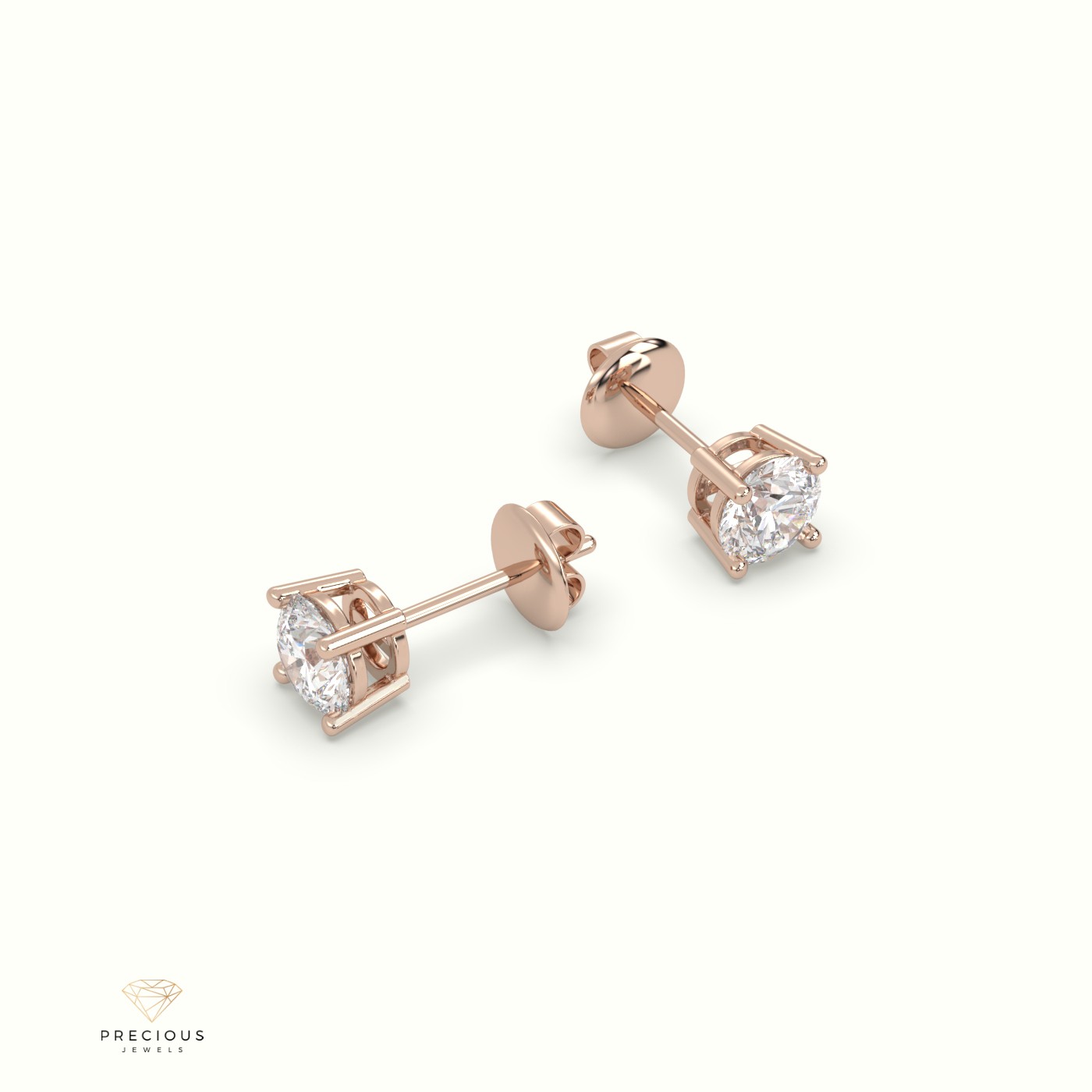 18k rose gold  4 prongs classic round diamond earring studs Photos & images