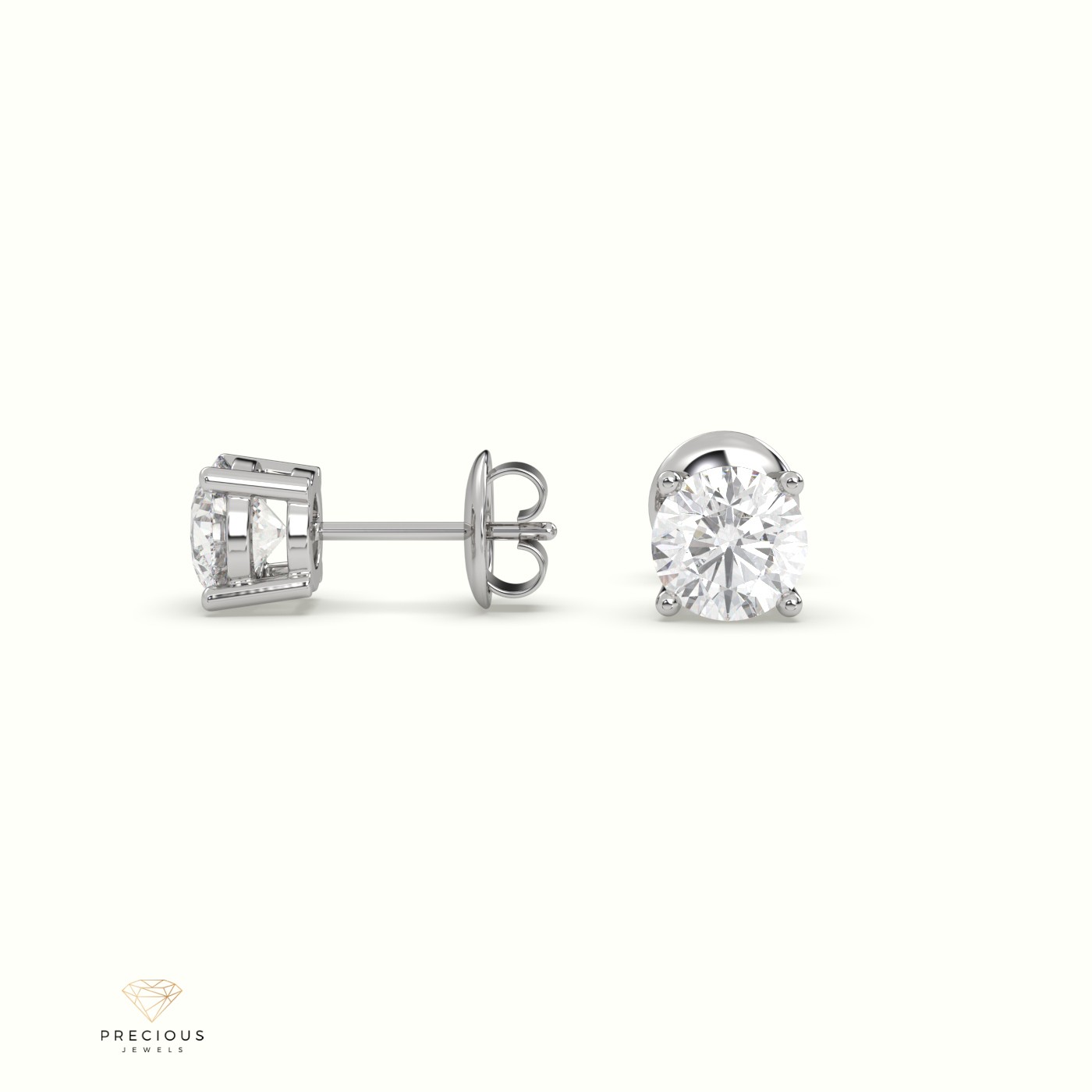 18k white gold  4 prongs classic round diamond earring studs Photos & images