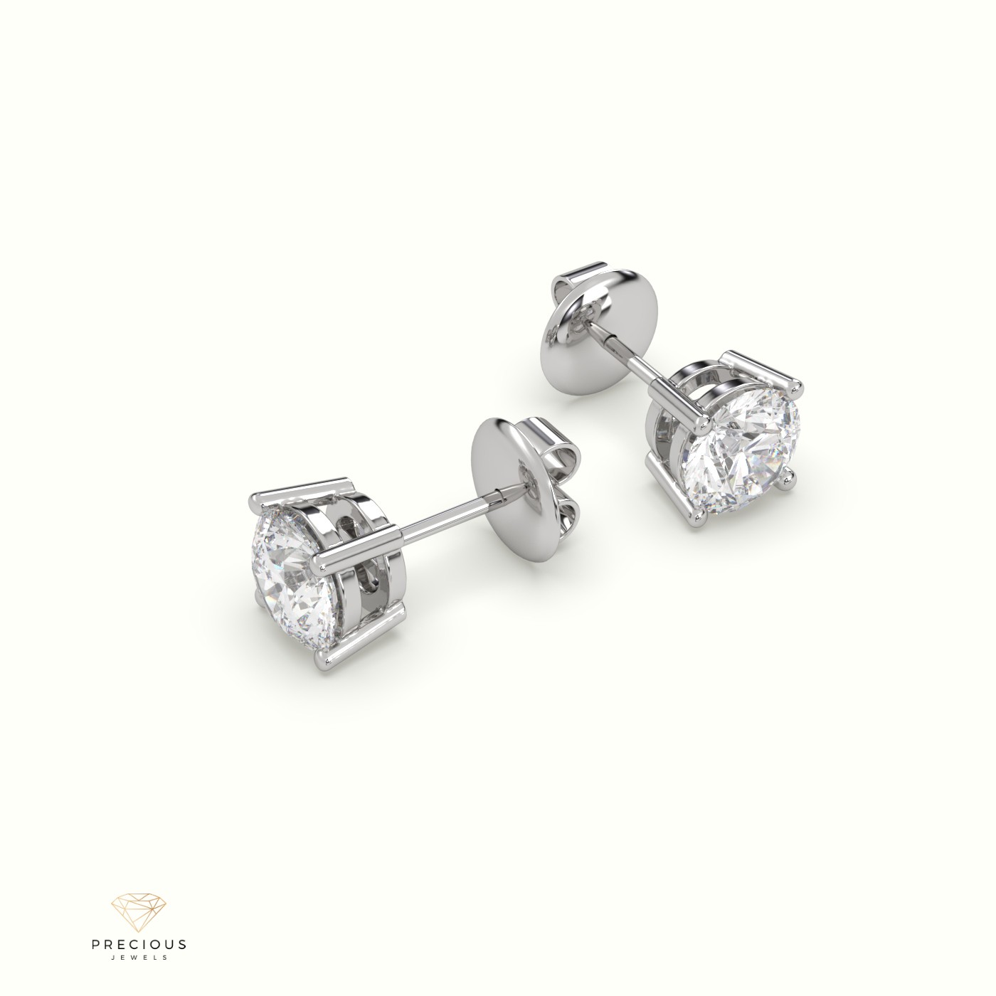 18k white gold  4 prongs classic round diamond earring studs Photos & images