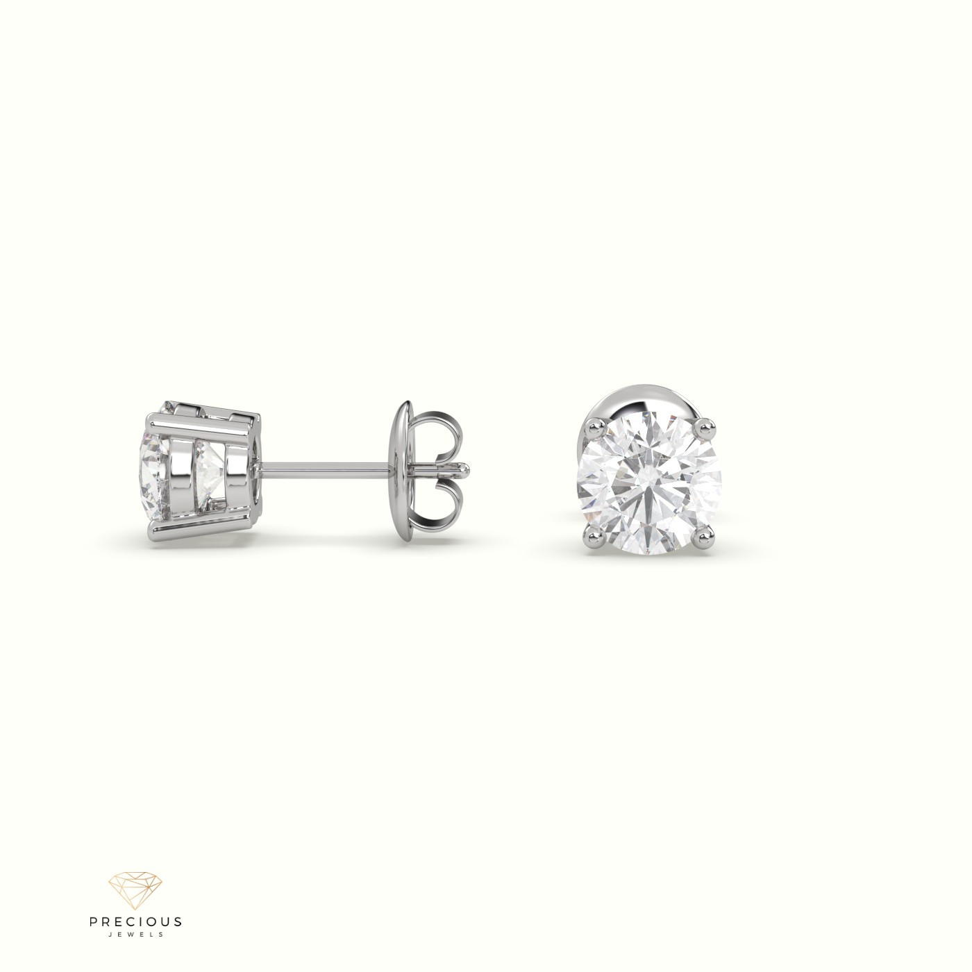 18k white gold  4 prongs classic round diamond earring studs Photos & images