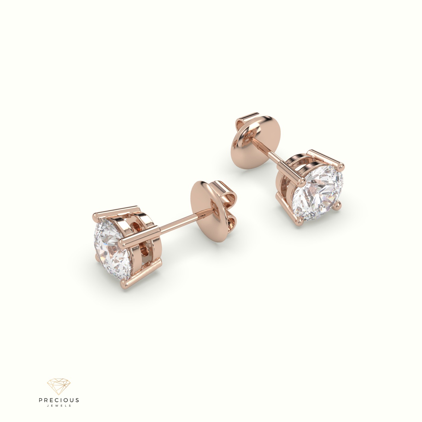 18k rose gold  4 prongs classic round diamond earring studs Photos & images