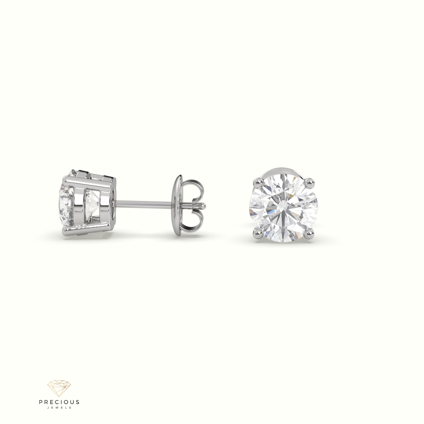 18k white gold  4 prongs classic round diamond earring studs Photos & images