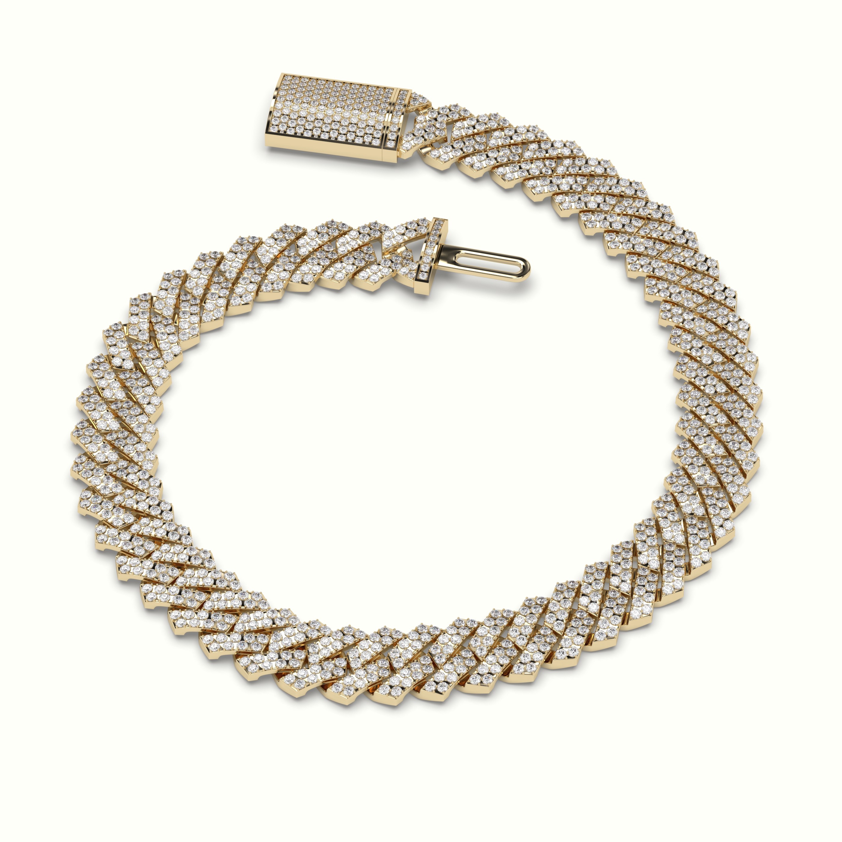 18k yellow gold  8mm diamond cuban link bracelet Photos & images