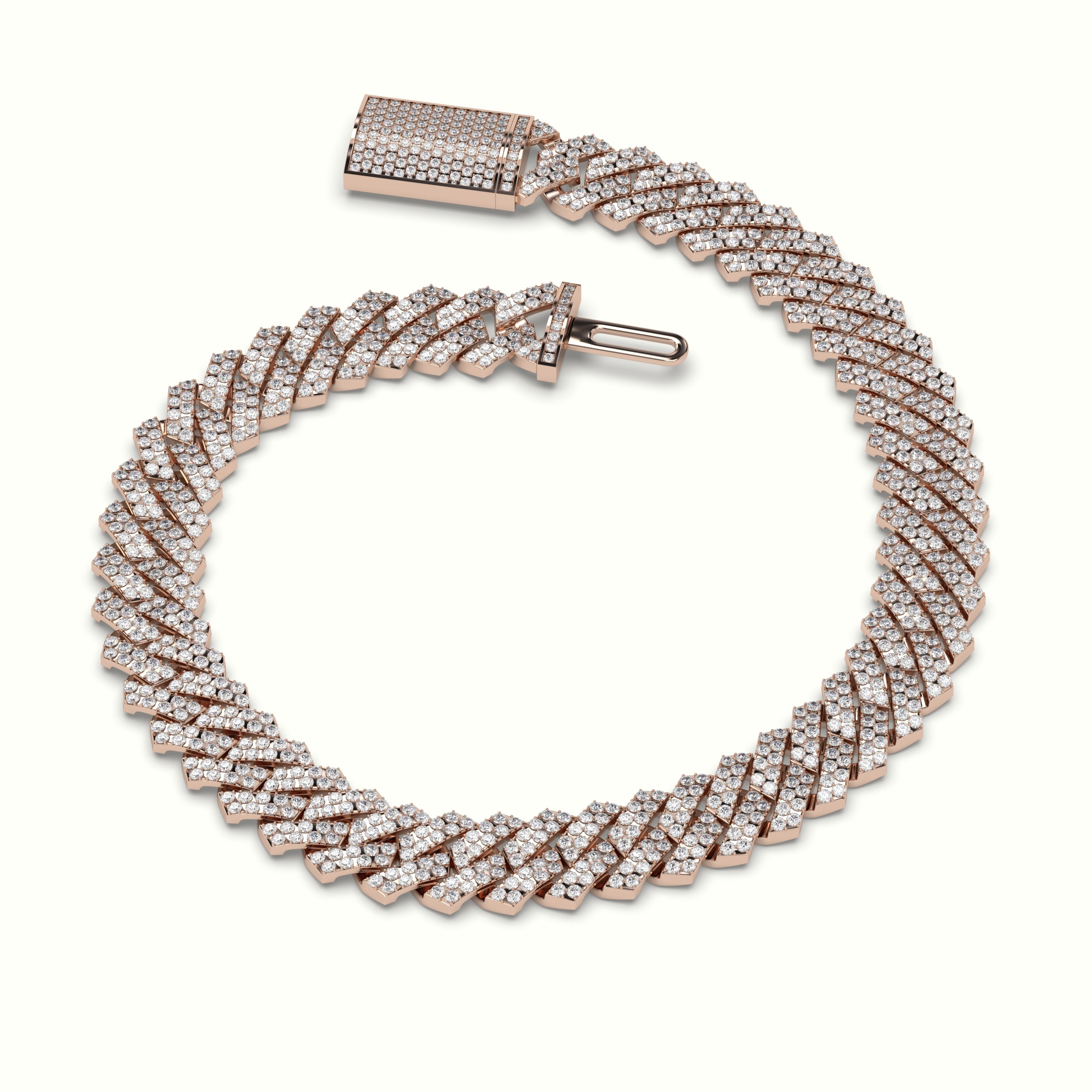 18k rose gold  8mm diamond cuban link bracelet Photos & images