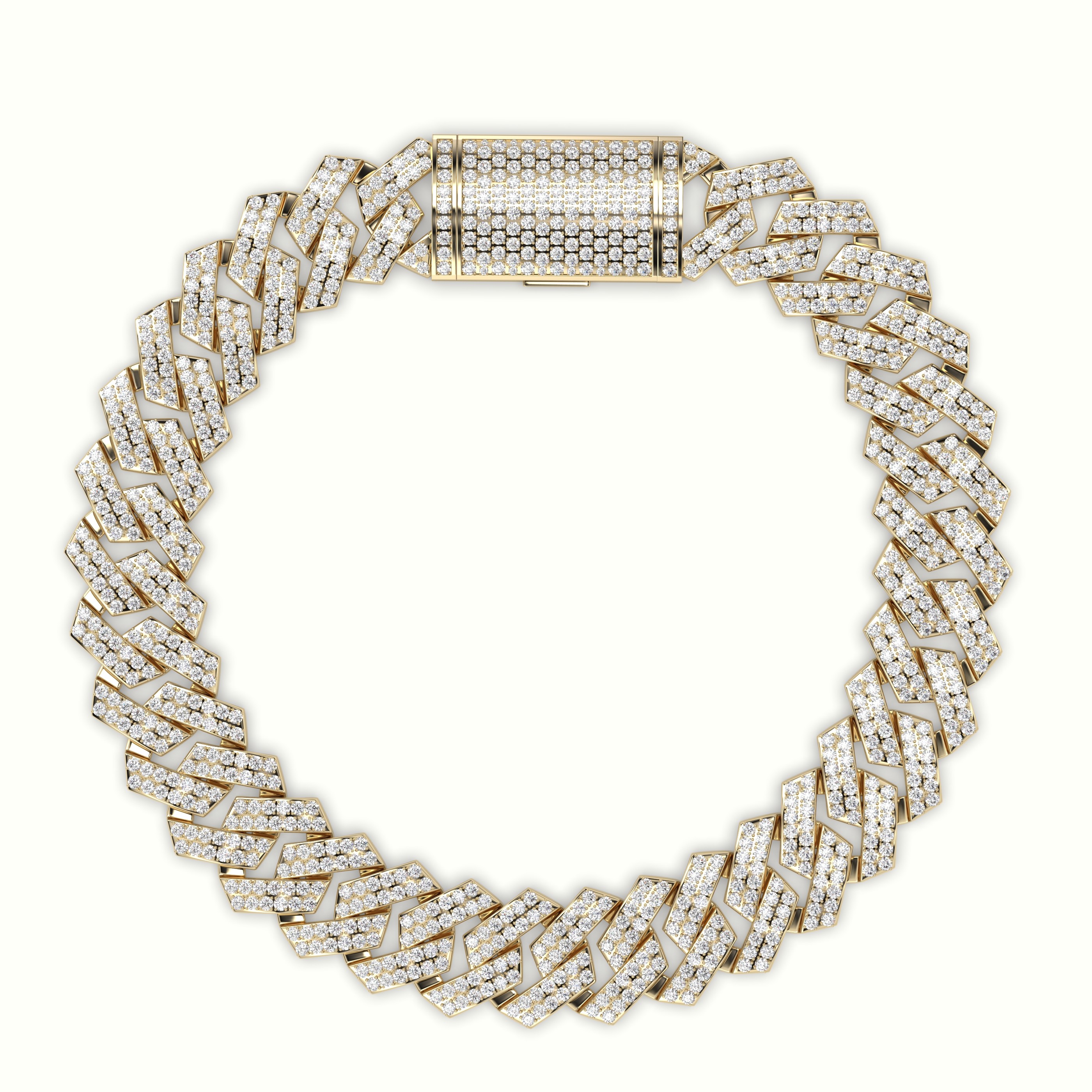 18k yellow gold 12mm diamond cuban link bracelet