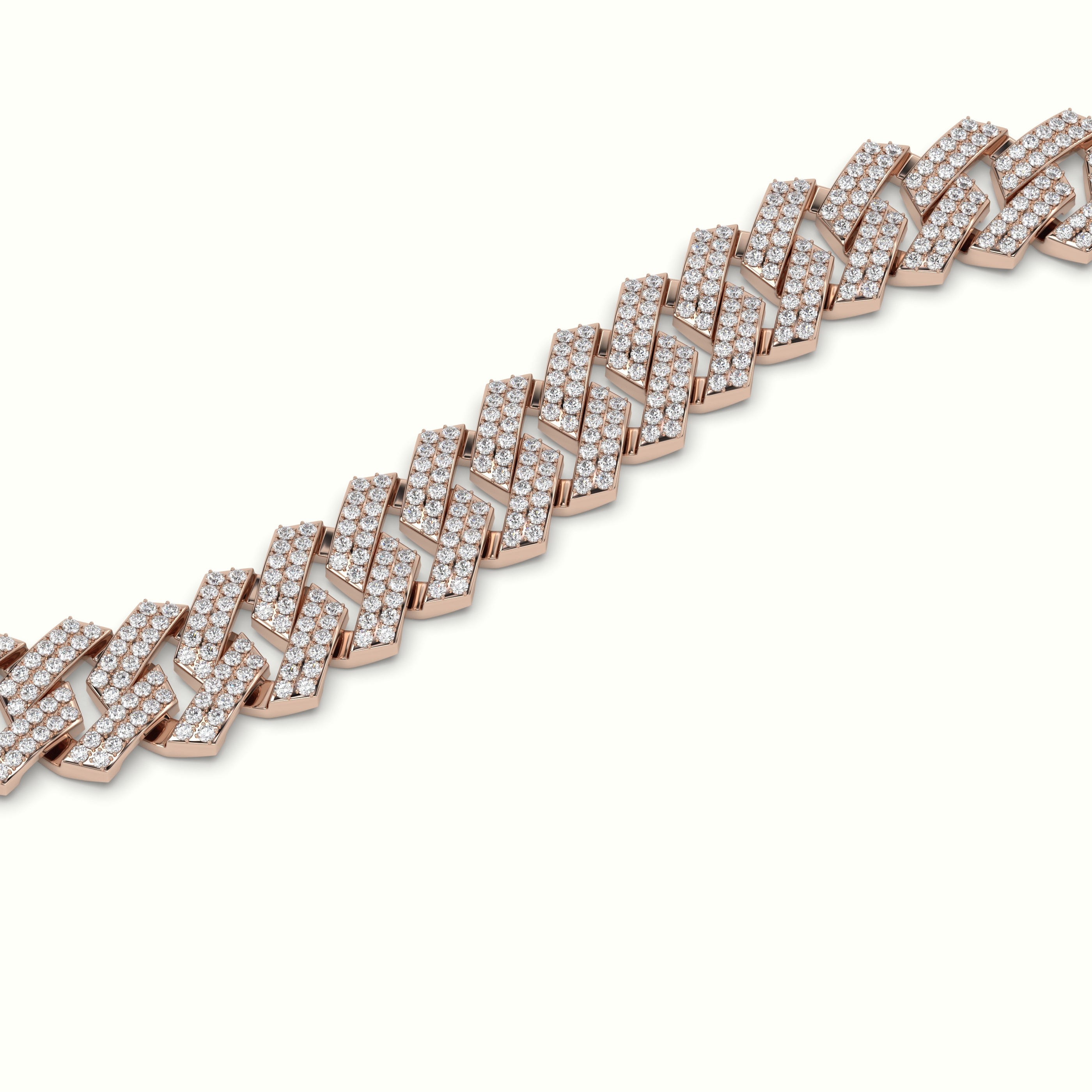 18k rose gold 12mm diamond cuban link bracelet Photos & images