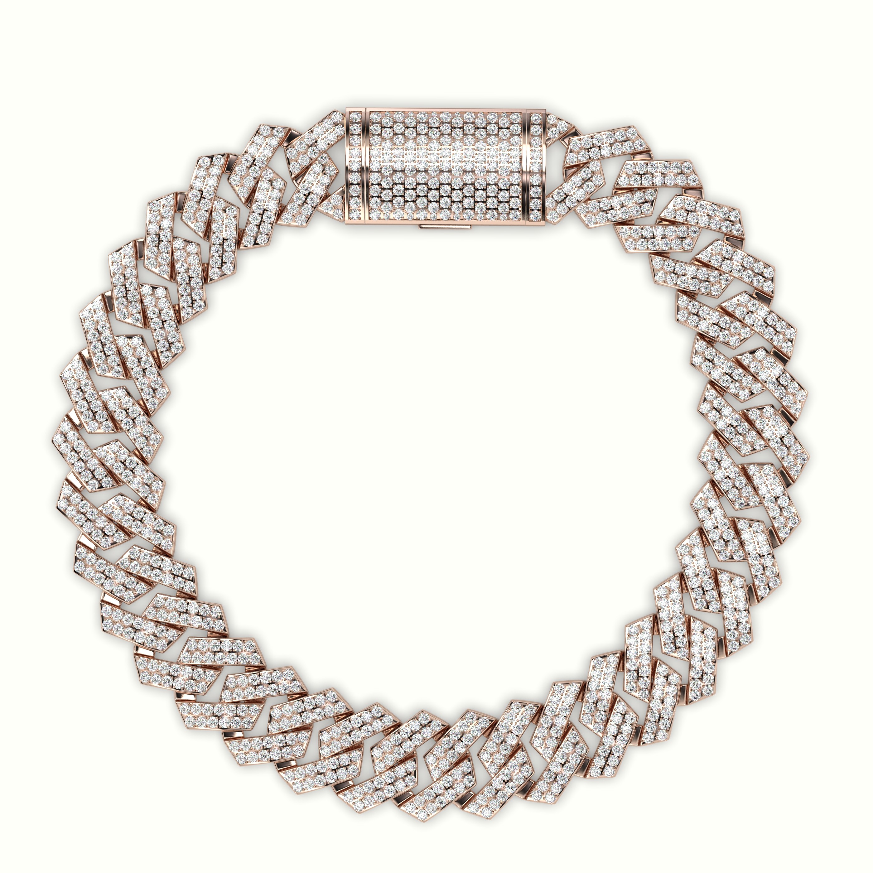 18k rose gold 12mm diamond cuban link bracelet