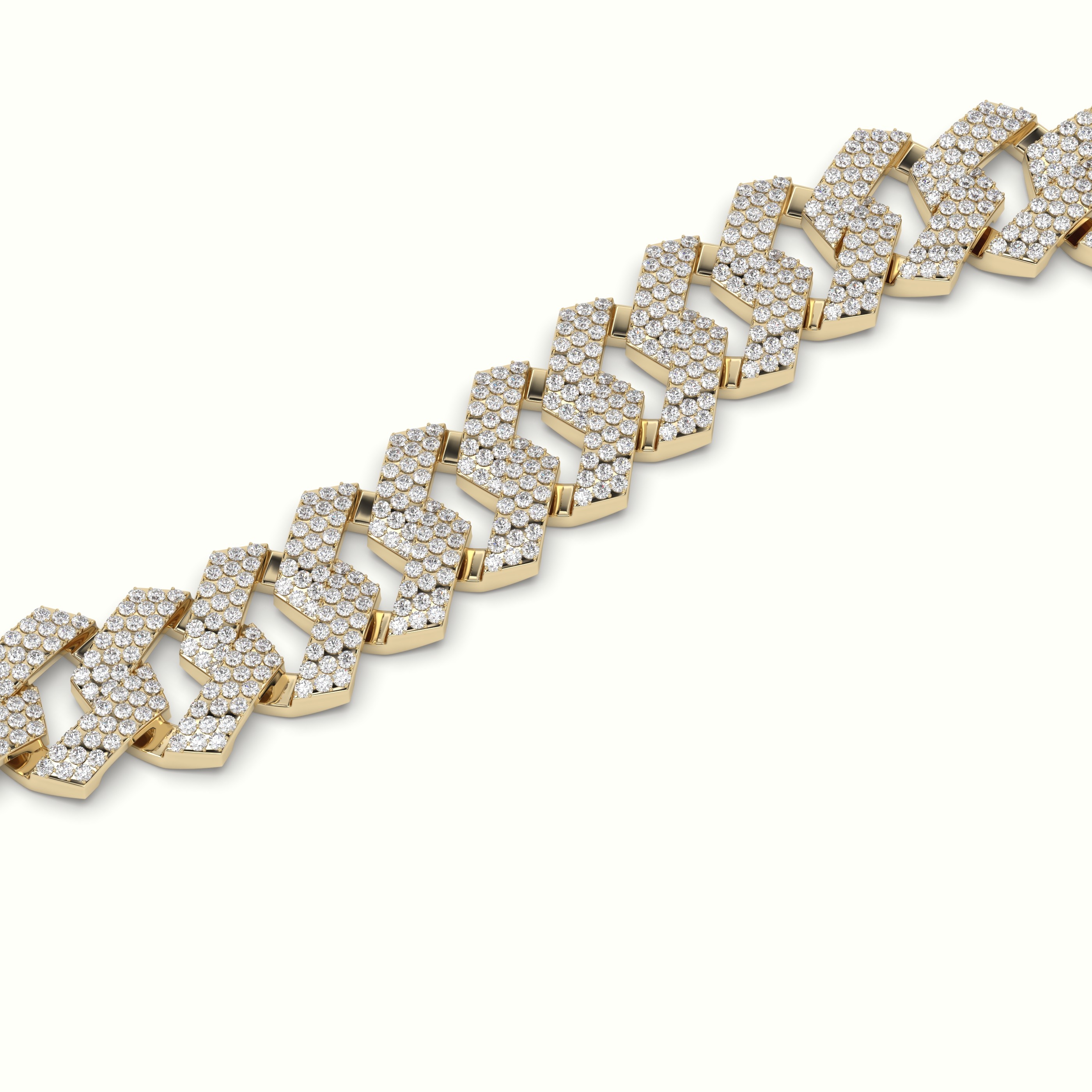 18k yellow gold 14mm diamond cuban link bracelet Photos & images