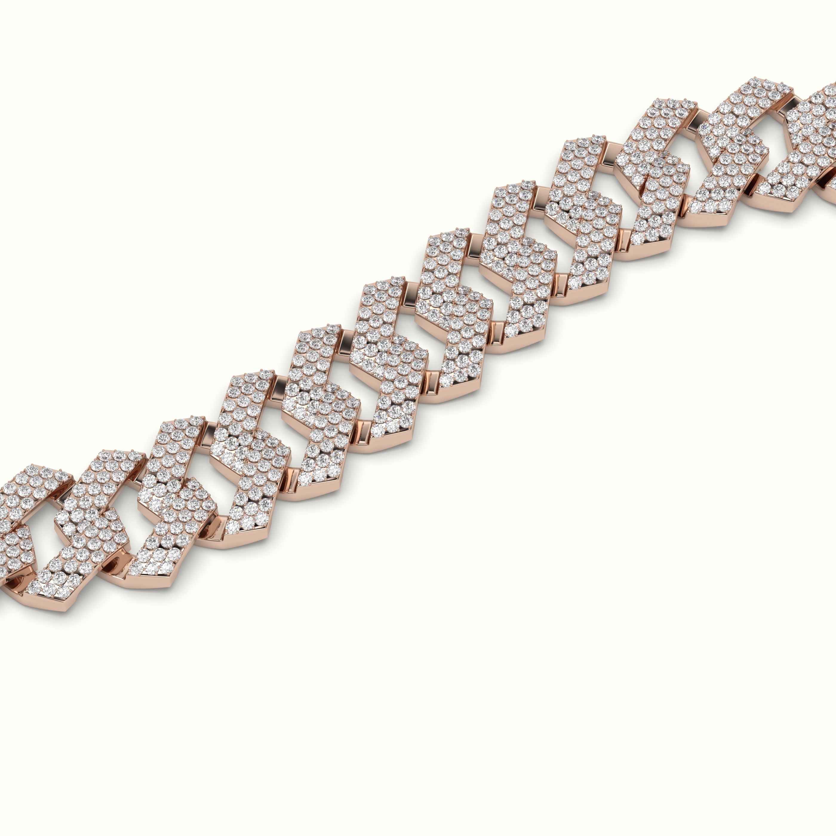 18k rose gold 14mm diamond cuban link bracelet Photos & images