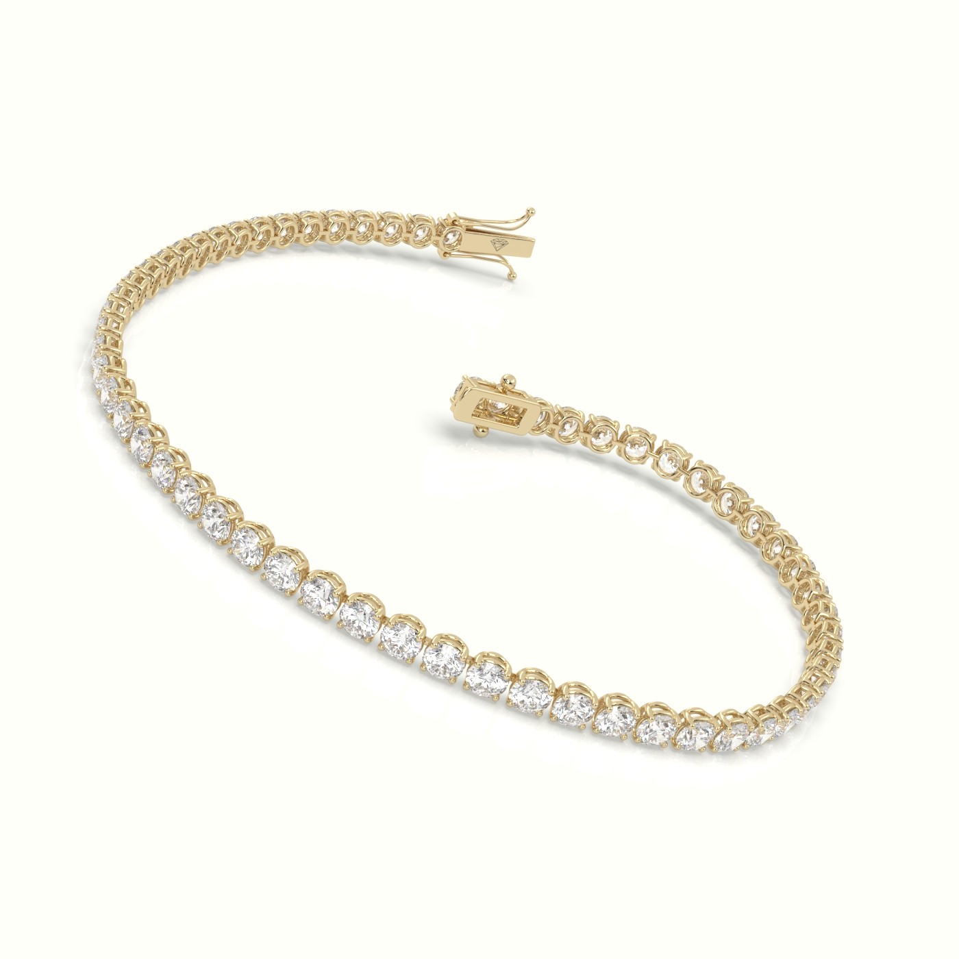 18k yellow gold  labgrown diamond italian tennis bracelet 4.80 carat diamonds Photos & images