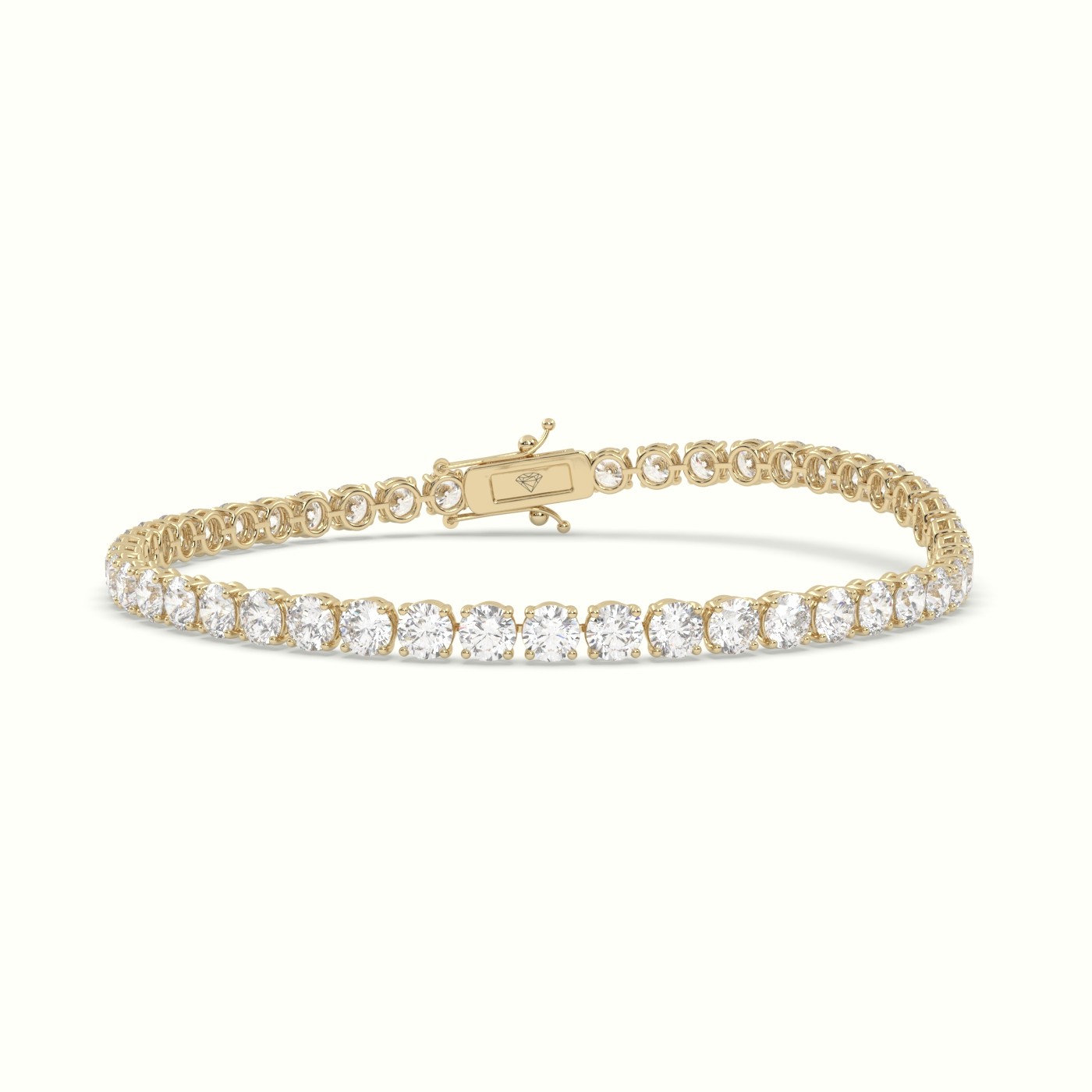 18k yellow gold  labgrown diamond italian tennis bracelet 7.05 carat diamonds