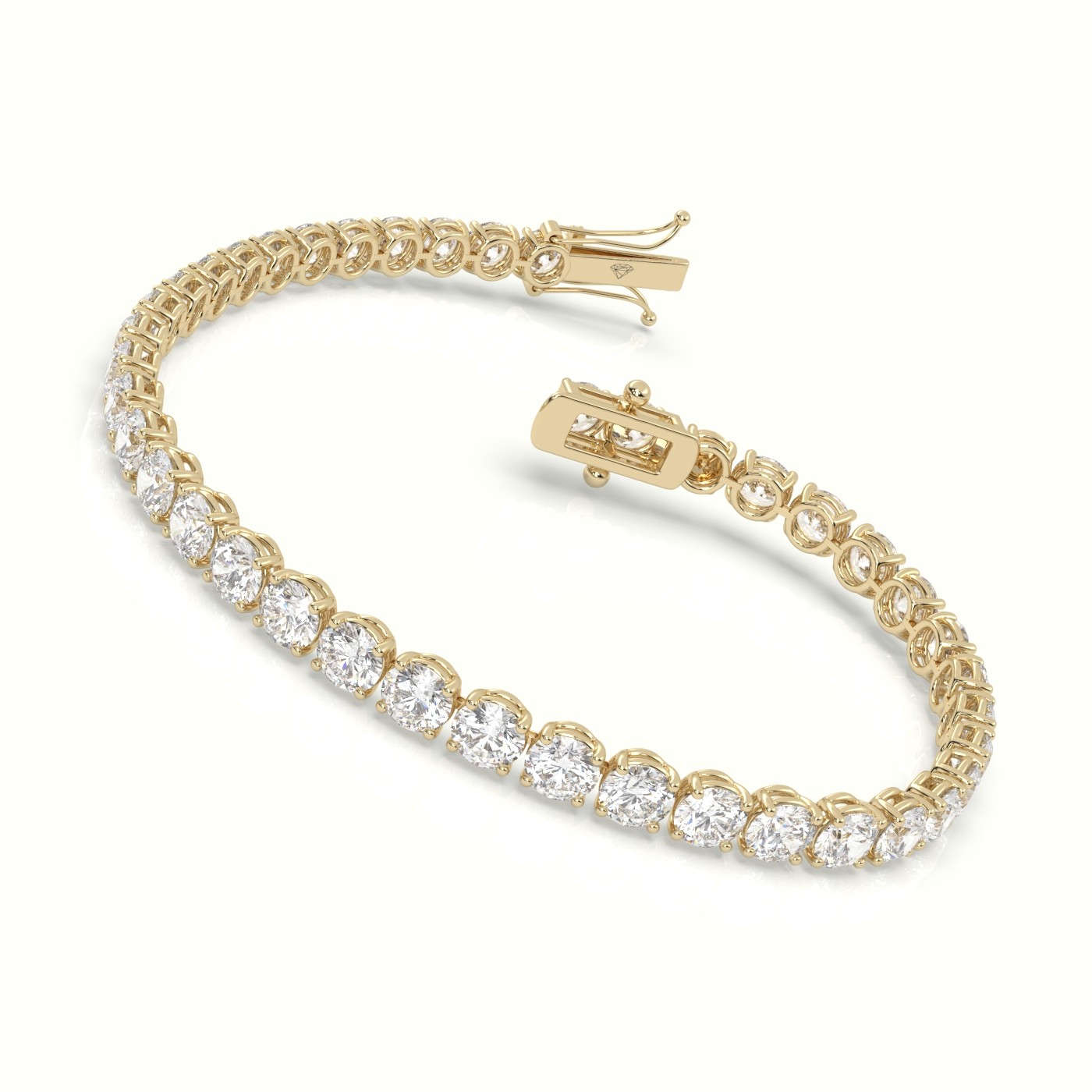 18k yellow gold  labgrown diamond italian tennis bracelet 10.25 carat diamonds Photos & images