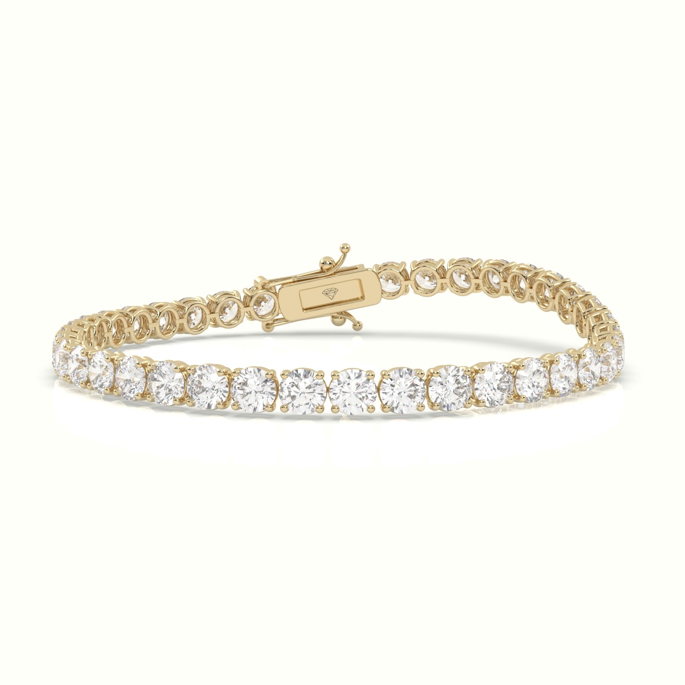 18k yellow gold  labgrown diamond italian tennis bracelet 11.70 carat diamonds