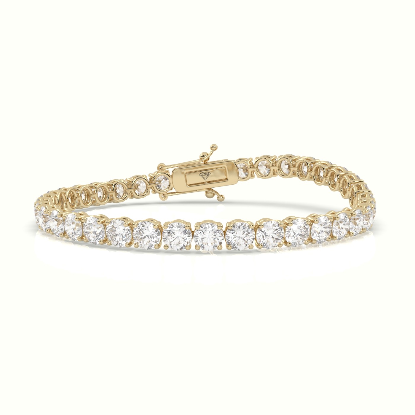 18k yellow gold  labgrown diamond italian tennis bracelet 12.95 carat diamonds