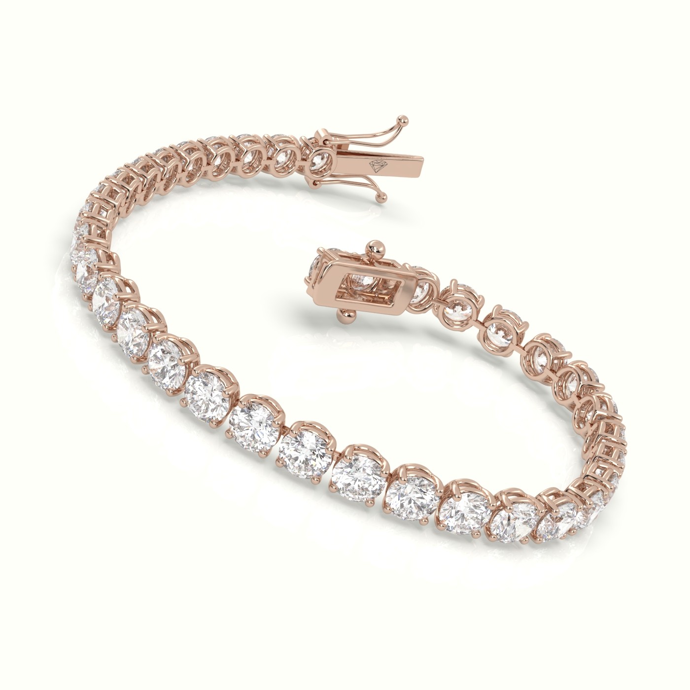 18k rose gold  labgrown diamond italian tennis bracelet 14.0 carat diamonds Photos & images