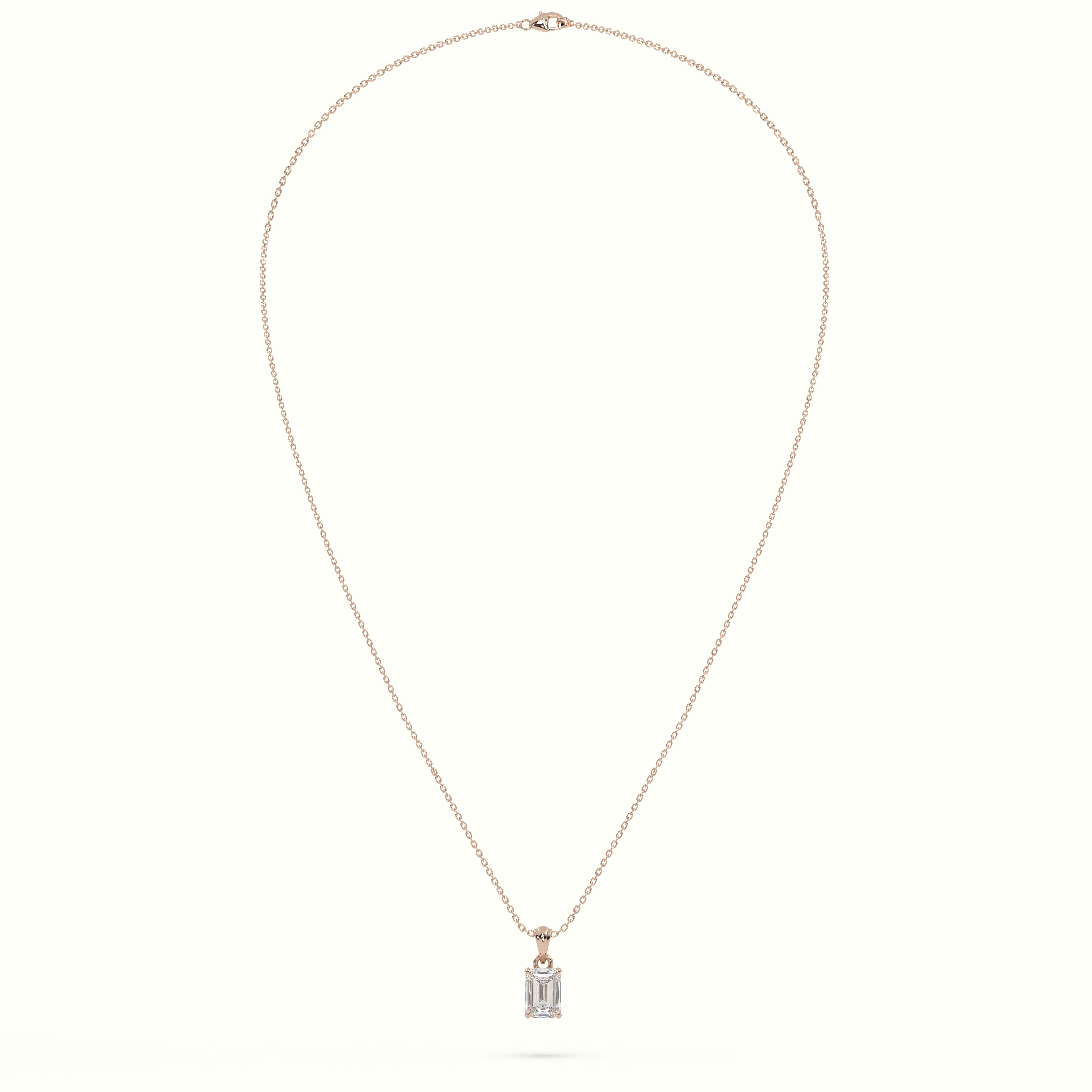 18k rose gold emerald cut solitaire diamond pendant Photos & images