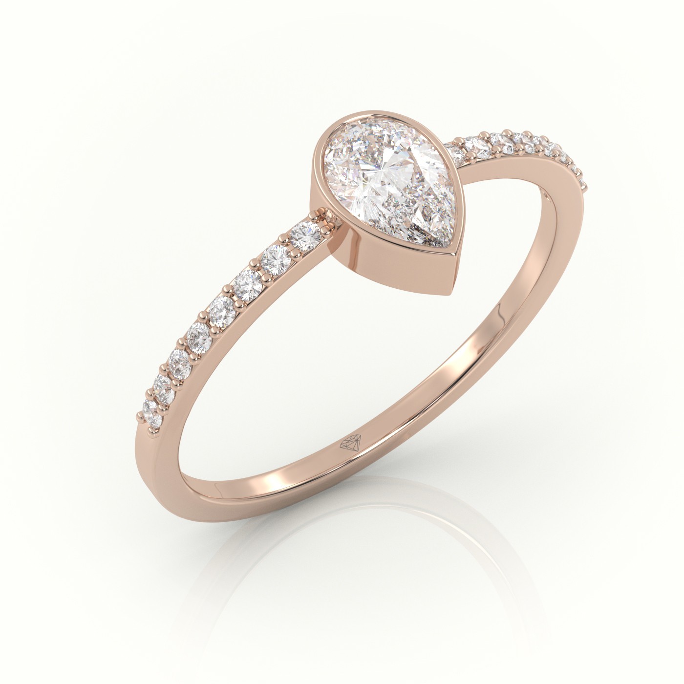 18K ROSE GOLD PEAR CUT DIAMOND CHANNEL SETTING ENGAGEMENT RING