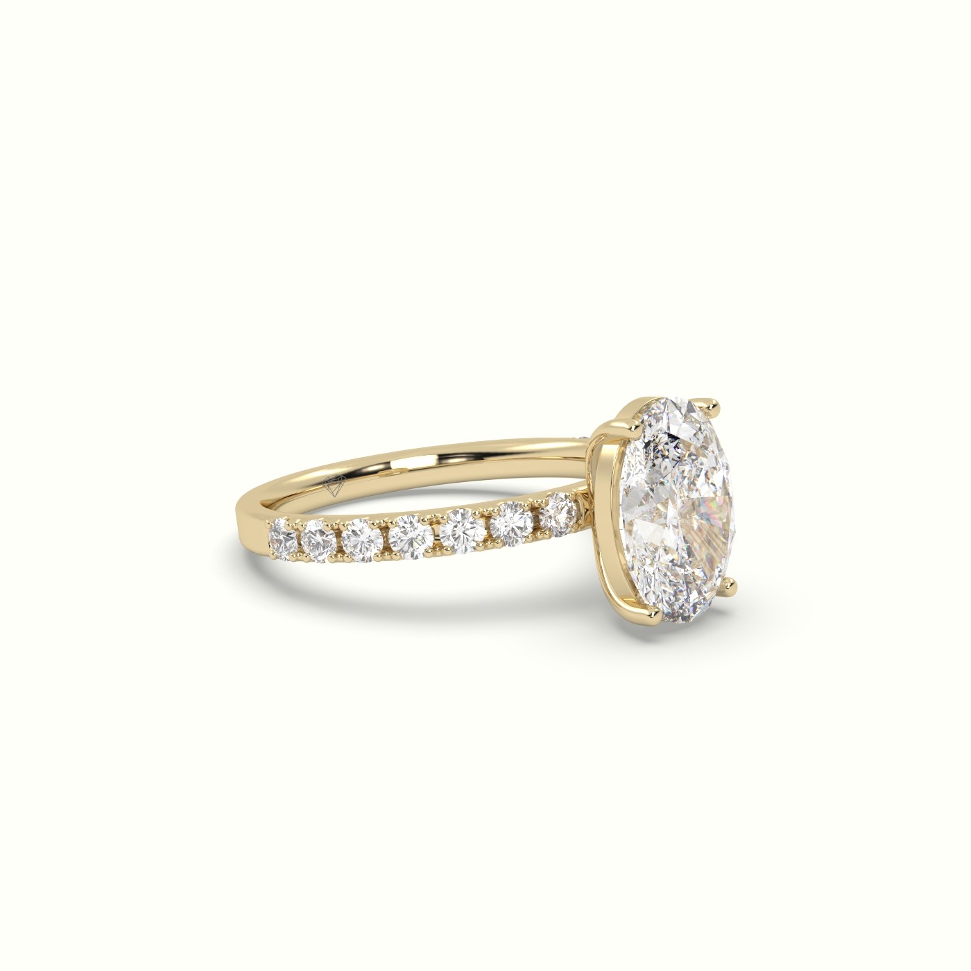 18K YELLOW GOLD Oval Diamond Pave Engagement Ring