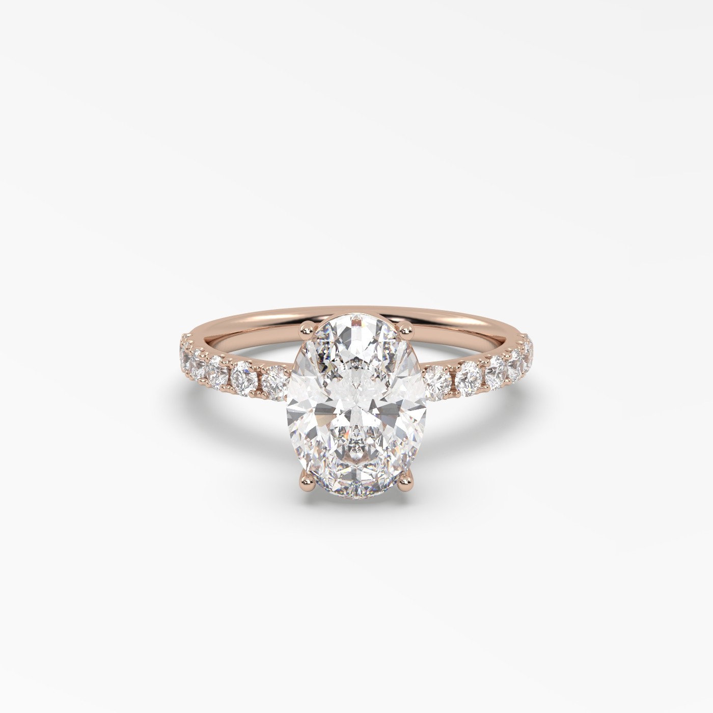 18K ROSE GOLD Oval Diamond Pave Engagement Ring