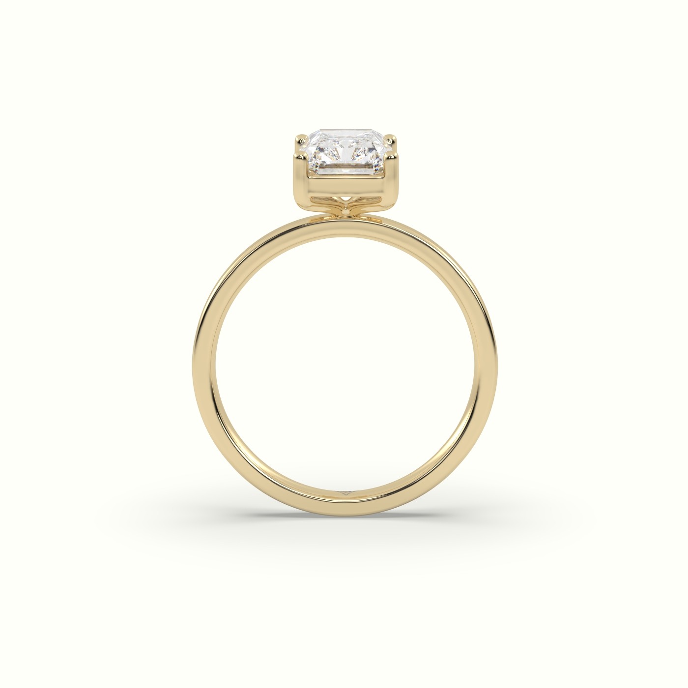 18K YELLOW GOLD Radiant Cut Solitaire Diamond Ring Precious Jewels Antwerp Radiance