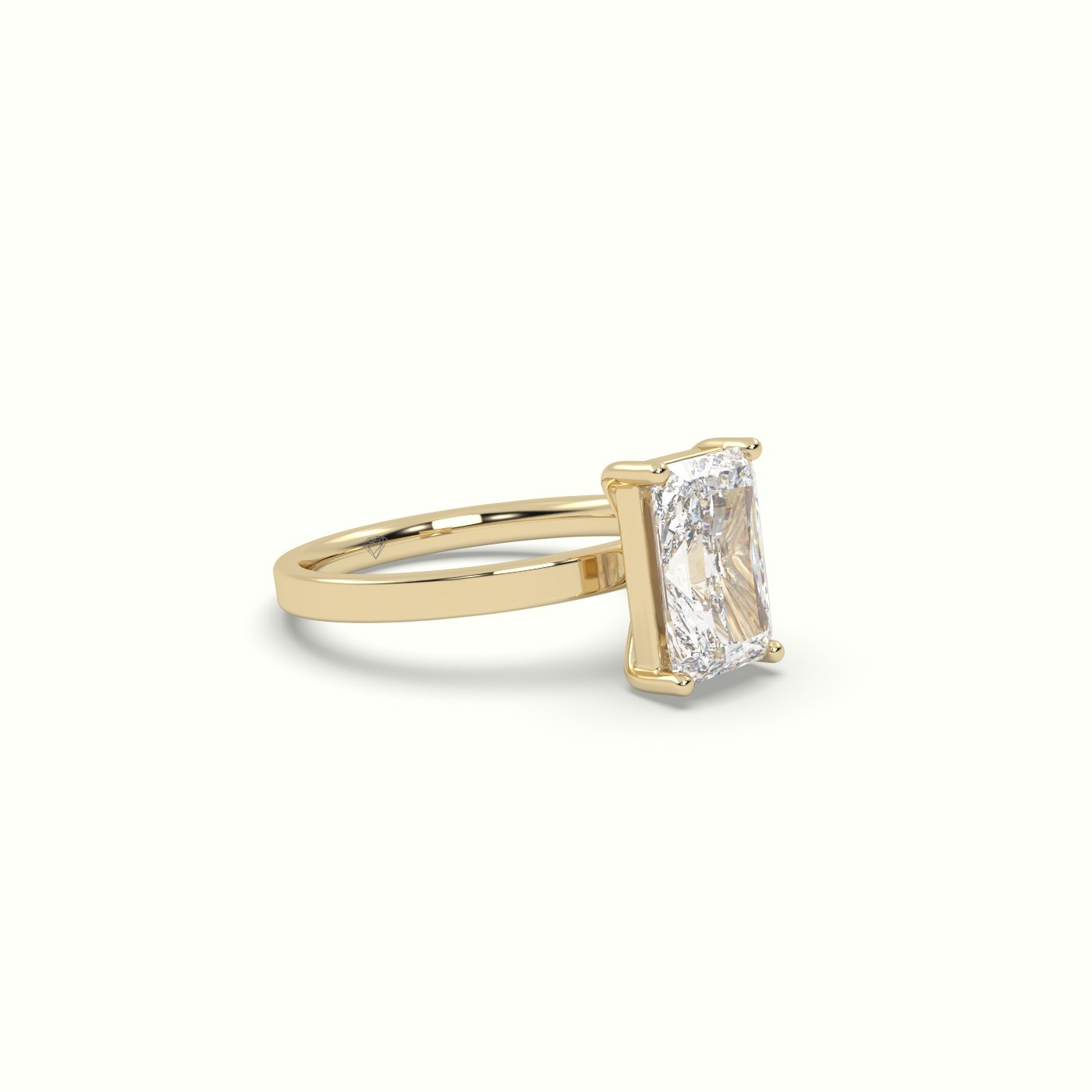 18K YELLOW GOLD Radiant Cut Solitaire Diamond Ring Precious Jewels Antwerp Radiance