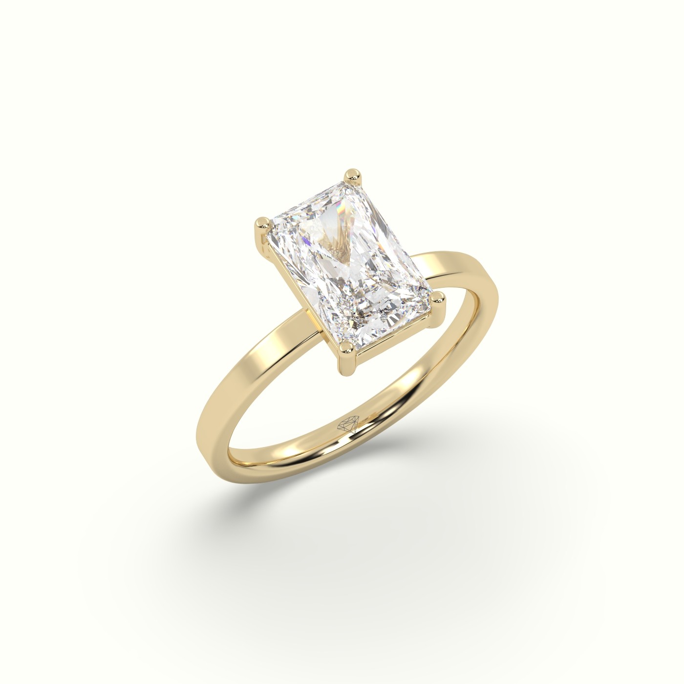 18K YELLOW GOLD Radiant Cut Solitaire Diamond Ring Precious Jewels Antwerp Radiance