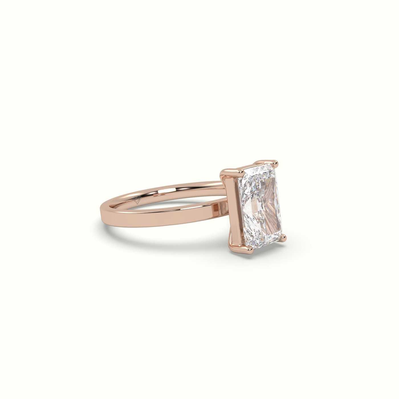 18K ROSE GOLD Radiant Cut Solitaire Diamond Ring Precious Jewels Antwerp Radiance